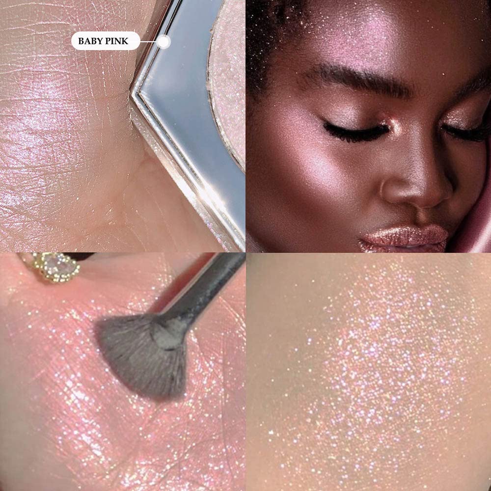 Purple Pink Shimmer Highlighter Highlight Makeup Contour Powder Palette, Face Illuminator Highlighter, Blush And Makeup Highligh