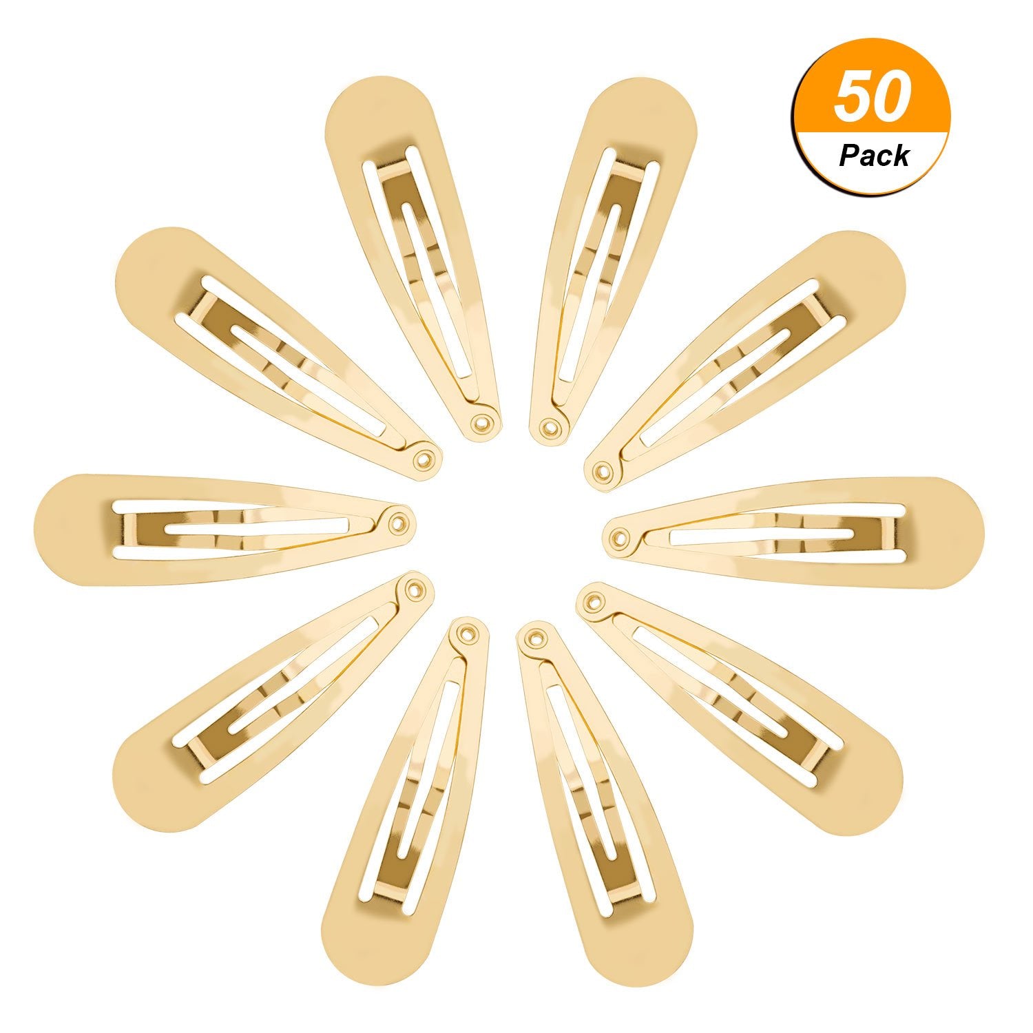 Hotop 50 Pack Gold Hair Clips for Women Snap Hair Clips Hair Barrettes for Kids, Girls Metal Non Slip Gold Clips for Hair, 2 Inc