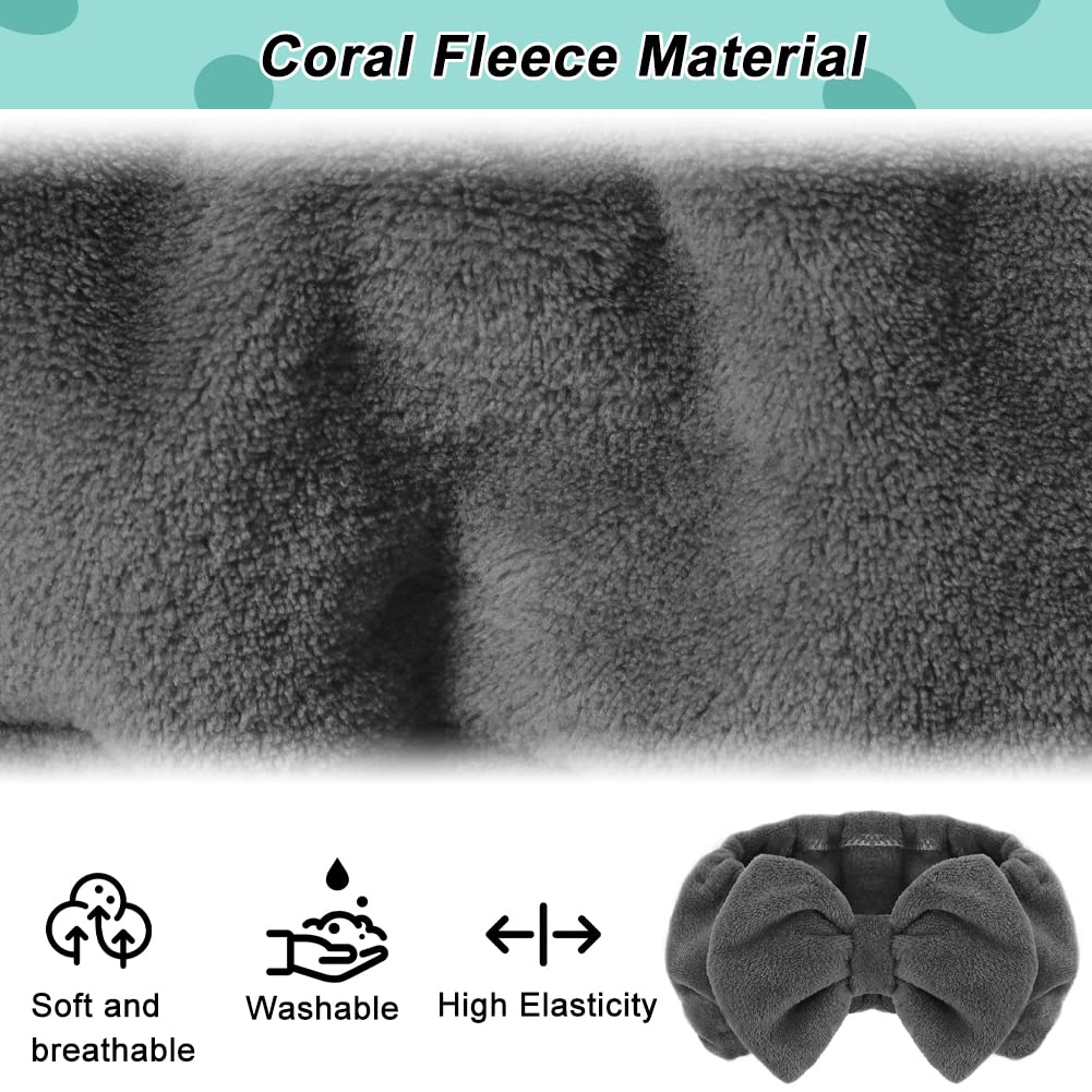 Shintop Makeup Headband Soft Carol Fleece Spa Headband With Cute Bow Elastic Headband For Washing Face Skincare Facial Mask Show