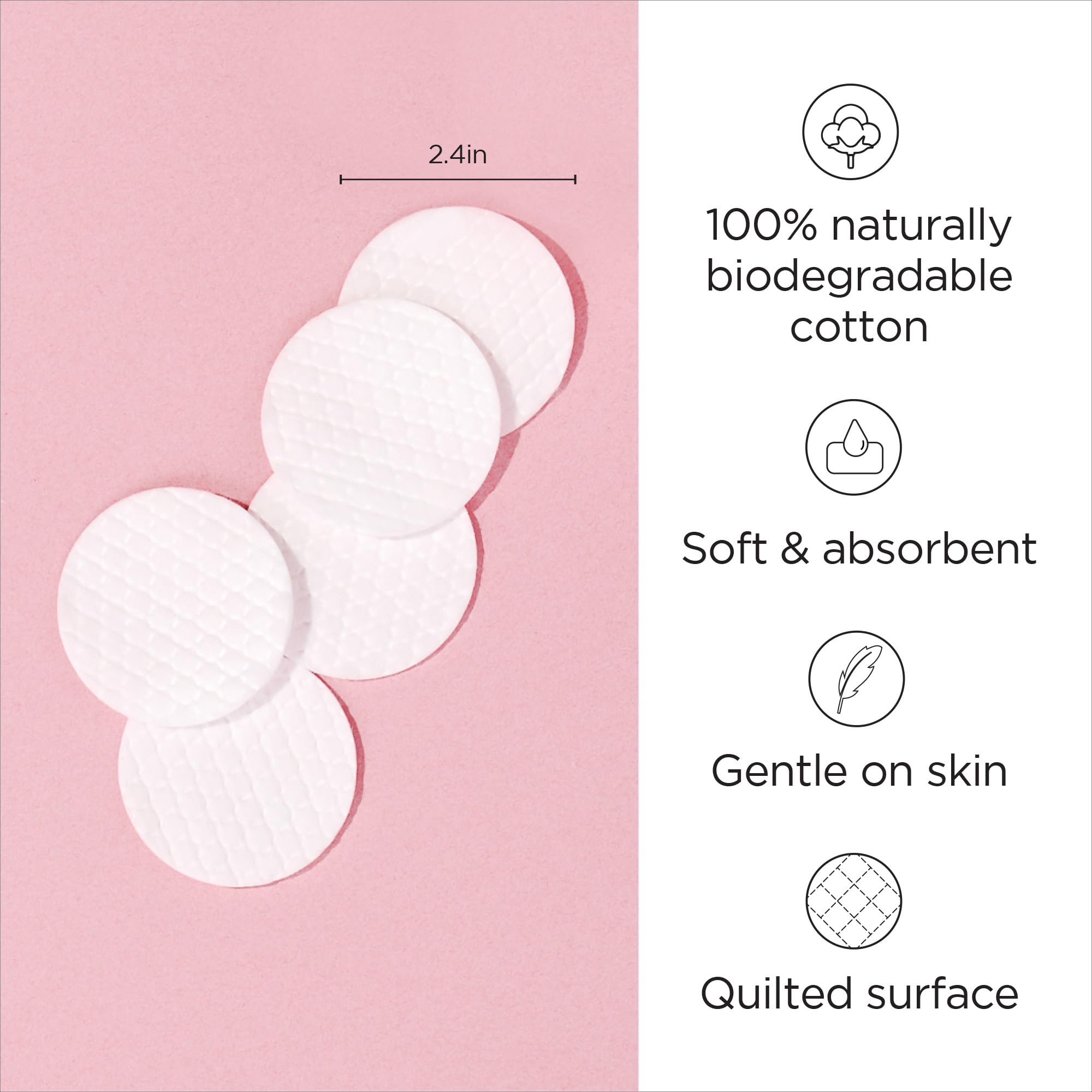 Diane Multi-Layer Cotton Rounds, 100 Count, 100% Pure Cotton, Premium, Hypoallergenic, Biodegradable, Strong And Durable Makeup