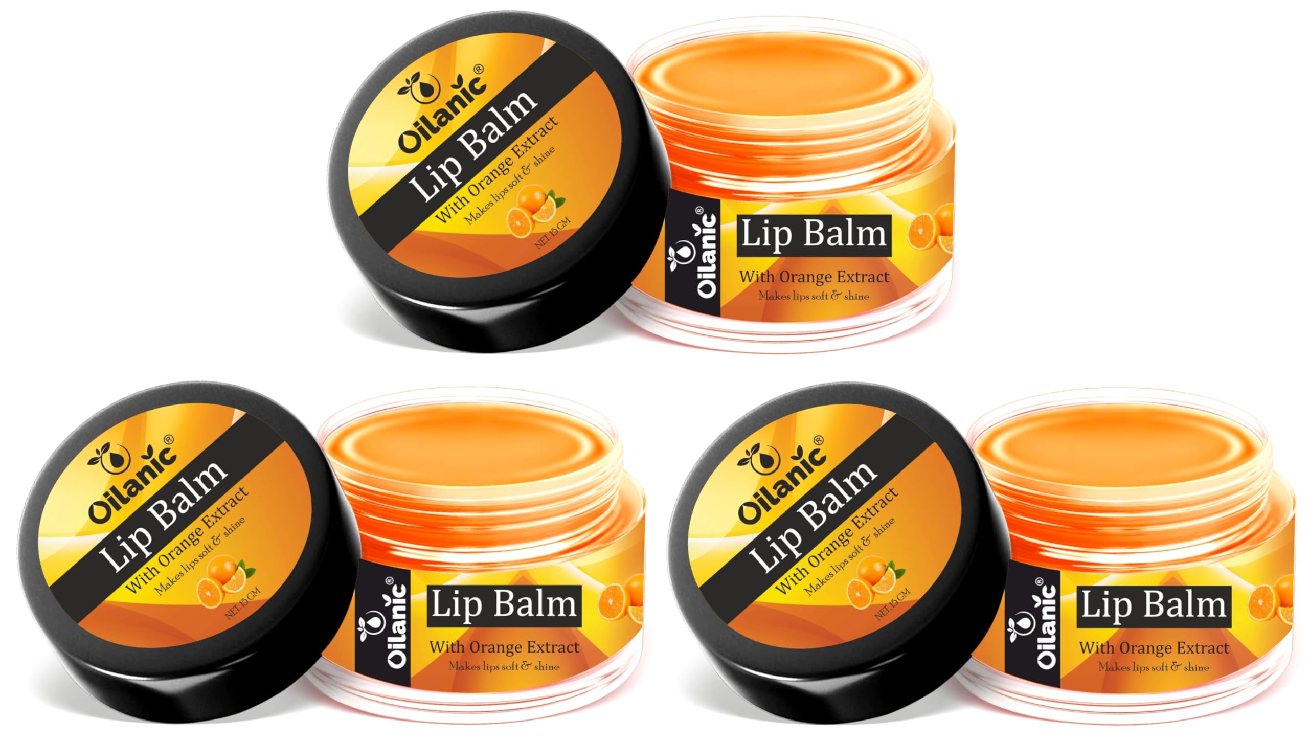 Oilanic Natural Unisex Lip Balm For Soft And Natural Lips With Orange Extracts | Bubbly & Light A Fruity Bit (15G) Pack Of 3