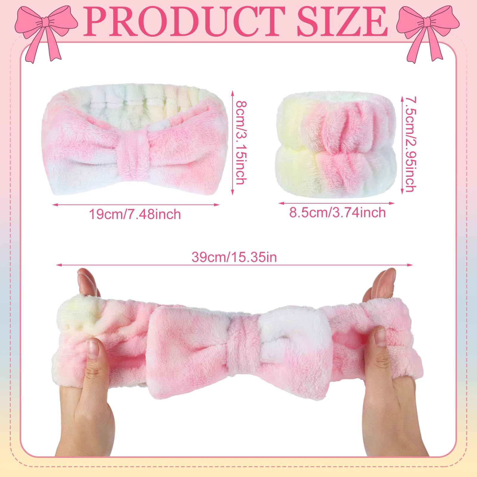 Besarme 3 Pieces Face Wash Headband And Wristband Set Soft Spa Headband And Wristbands For Women Makeup Skincare Headbands Wrist