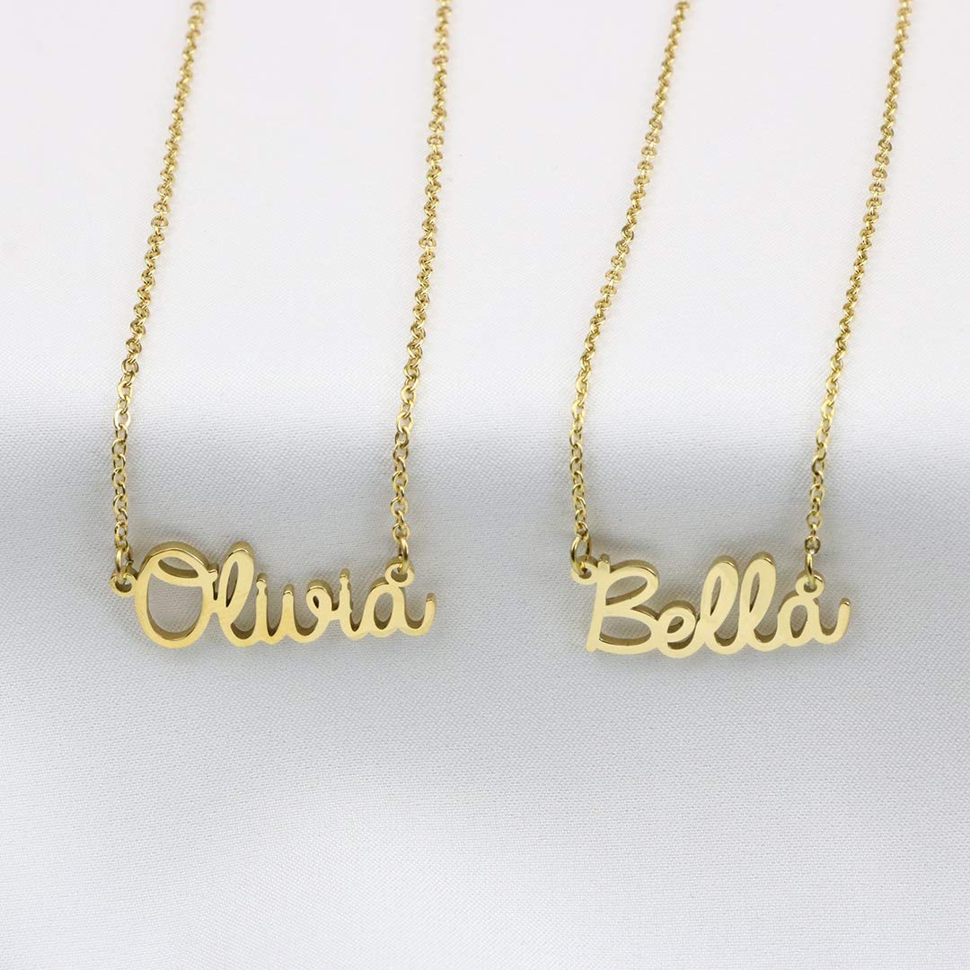 Yiyang Name Necklace Personalized 18K Gold Plated Stainless Steel Pendant Jewelry Birthday Gift for Adeline