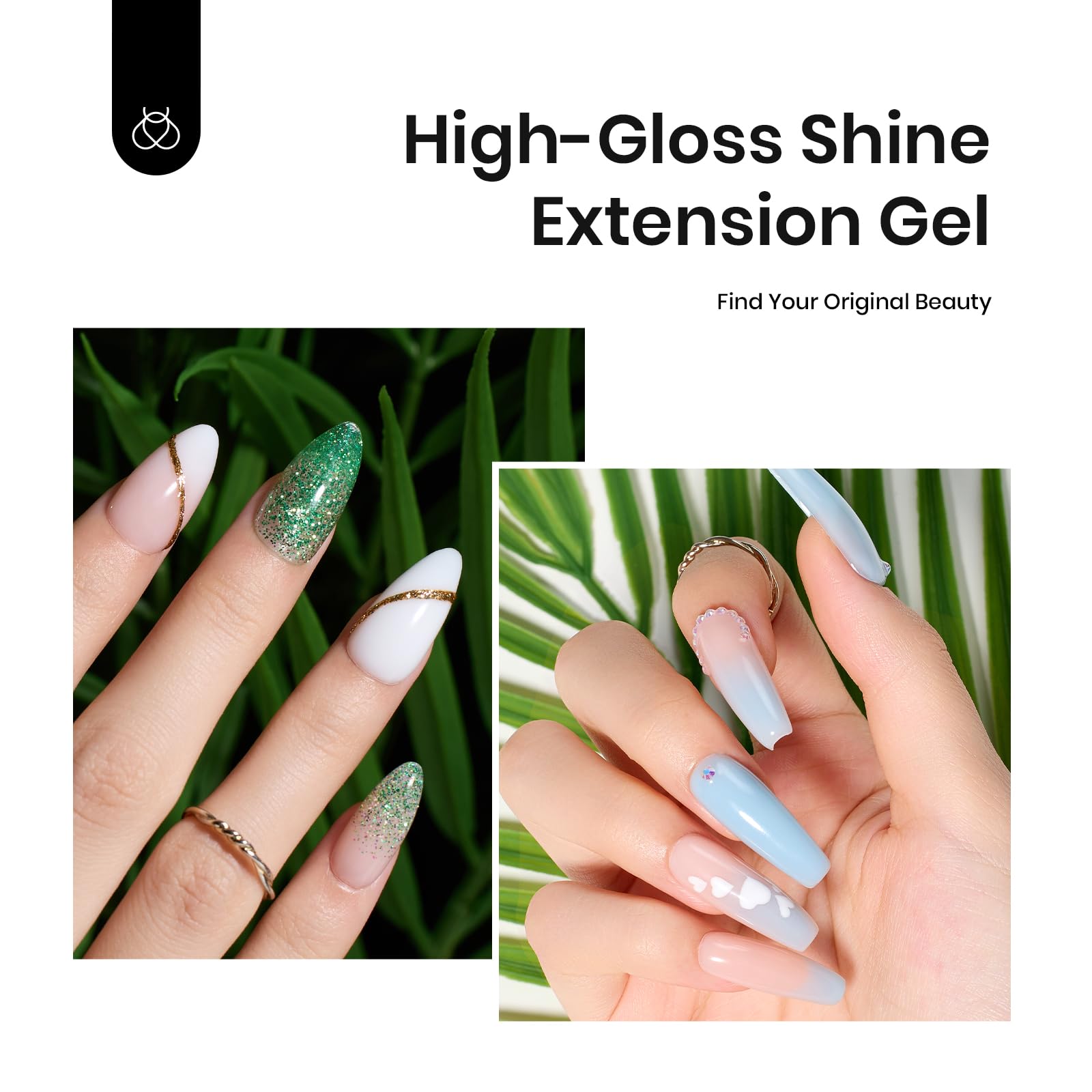 Beetles Poly Nail Gel Kit: 6 Colors Forest Adventure Poly Nail Kit Grey White Dark Green Glitter Blued Poly Extension Gel For Na