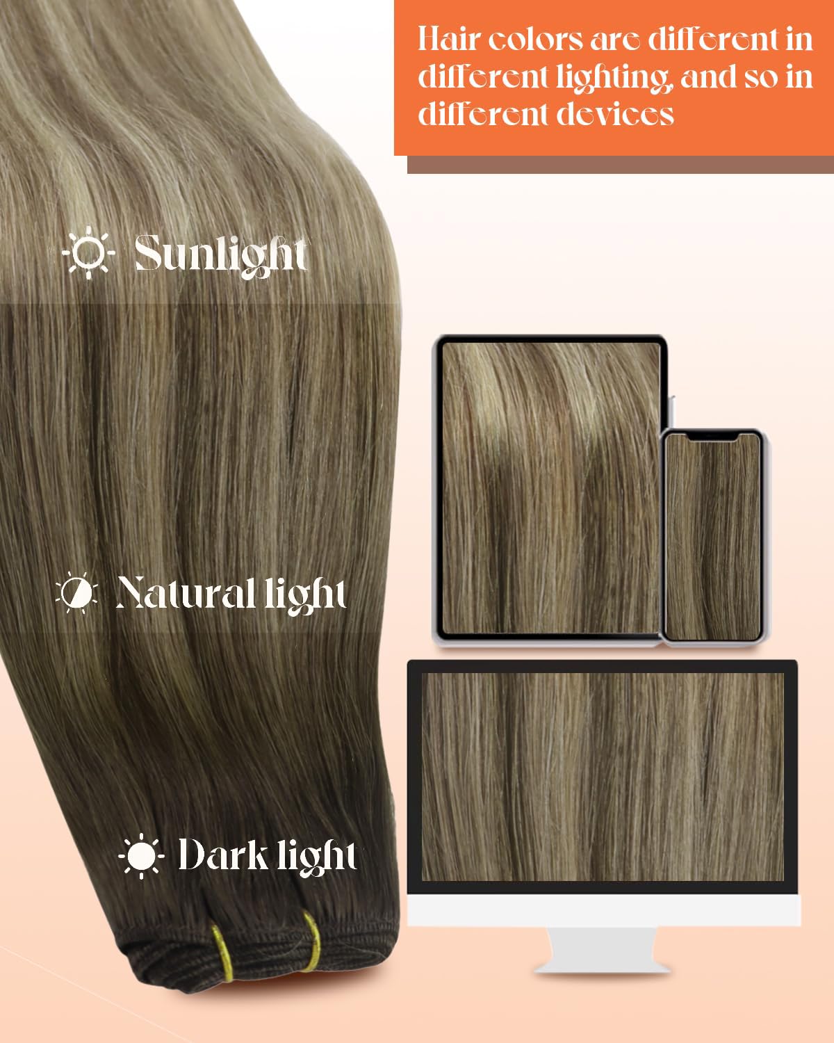 Sunny Hair Wefts Human Hair Sew in Ombre Hair Extensions Weft Balayage Dark Brown Roots to Golden Brown Mix Blonde Sew in Bundle
