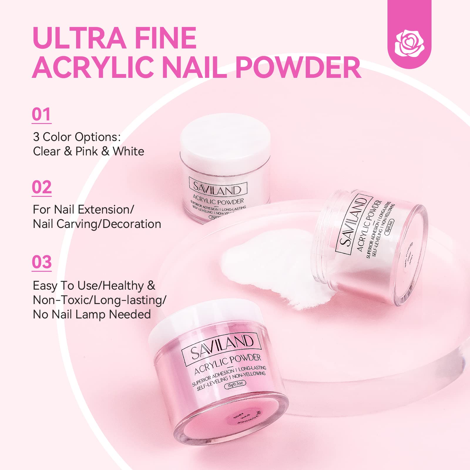 Saviland Acrylic Nail Kit For Beginners: Professional Nail Kit Acrylic Set With Everything Nail Drill Acrylic Powder Monomer Liq