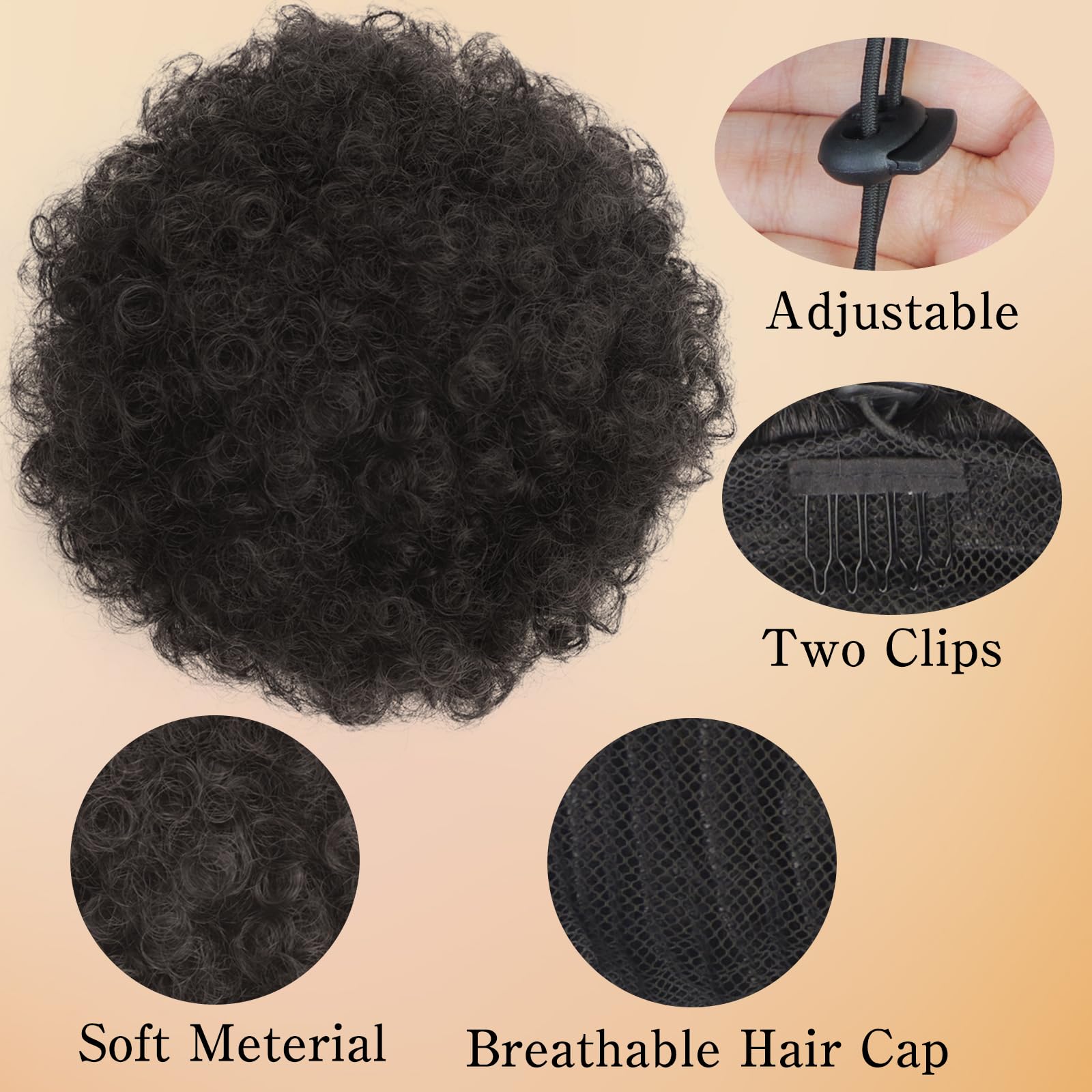Aisi Queens Afro Puff Drawstring Ponytail Kinky Coily Curly Ponytail Wig Clip In Piece For Black Women And Kids Synthetic (Mediu