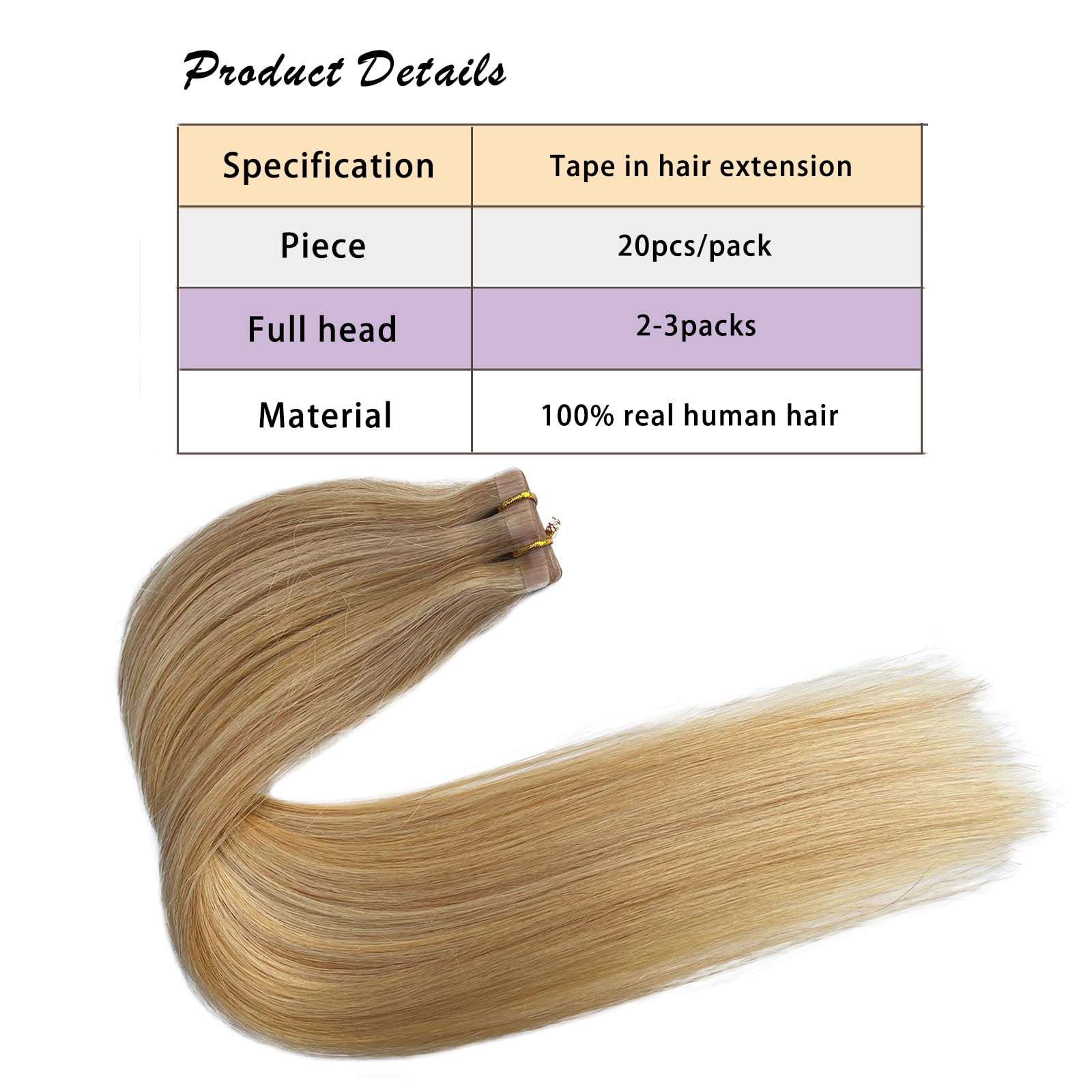 14Inch Balayage Blonde Tape In Hair Extensions Remy Hair 30G 20Pcs/Packs Strawberry Blonde With Bleach Blonde Silky Straight Reu