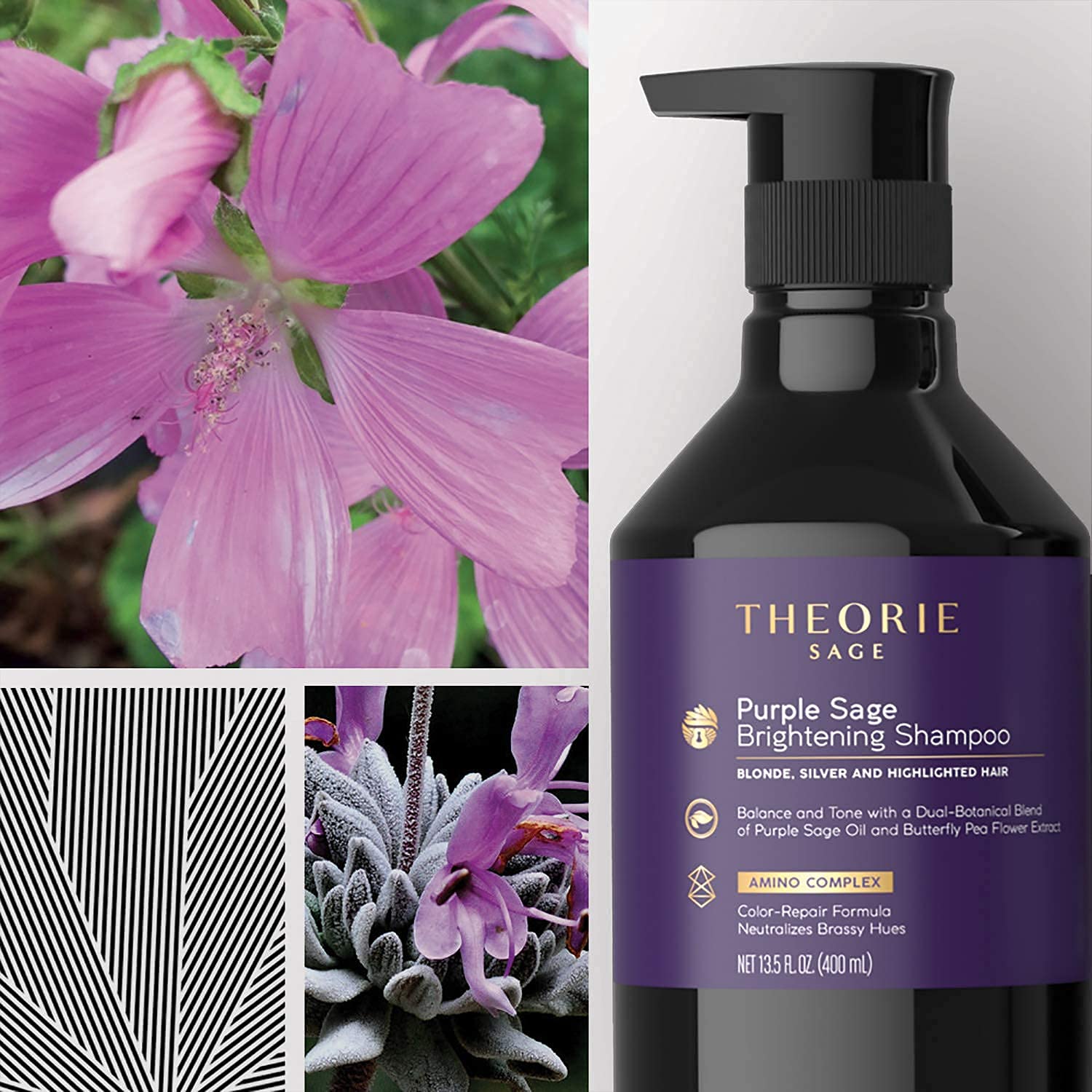 Theorie Purple Sage Brightening Conditioner for Blonde, Bleached, Silver, and Grey Hair - Eliminates Brassiness & Yellows | Infu