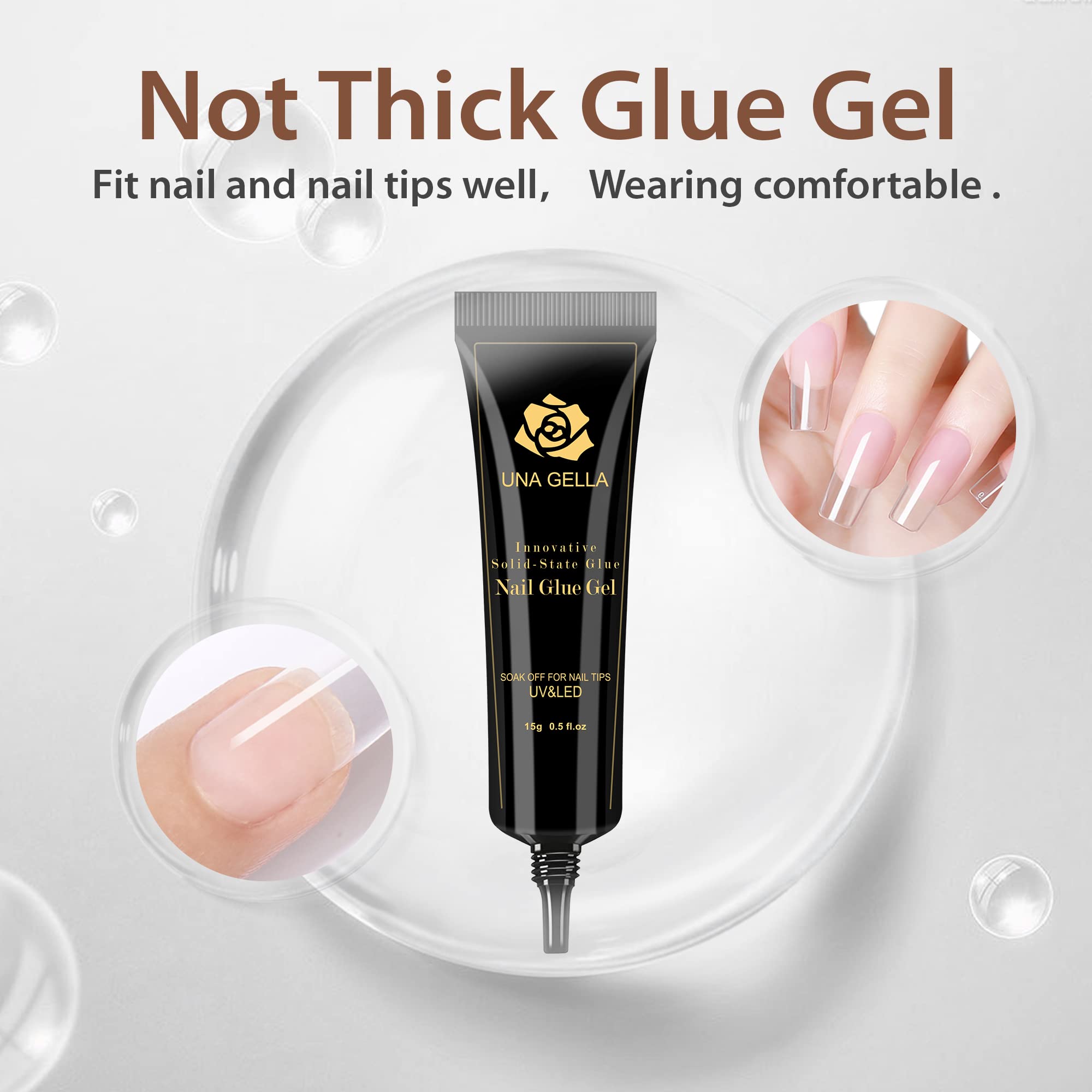 Una Gella Soft Gel Nail Tips Glue  2Pcs  Solid State Soak Off Super Strong Glue For Acrylic Nails Curing Needed For Nails Extens