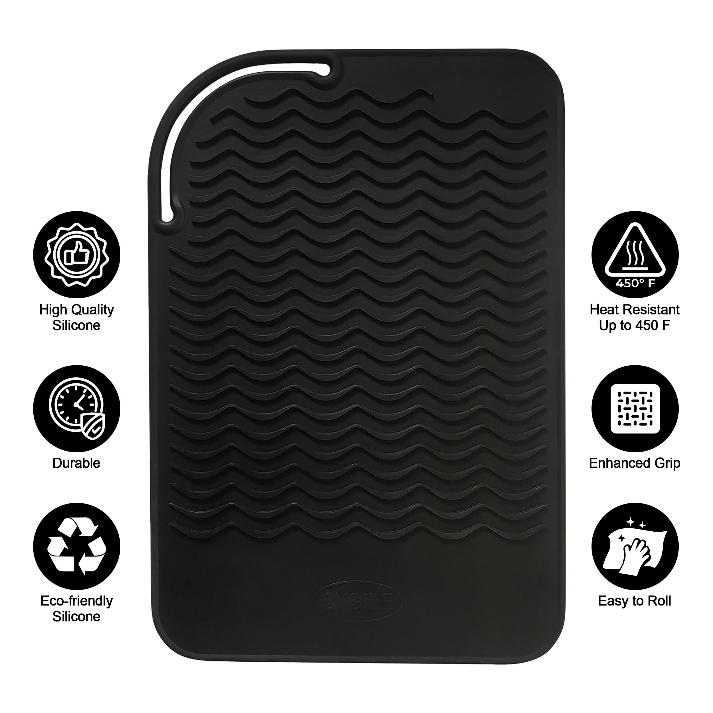 Sygile Pack of 2 11 X 7.5 Large Silicone Heat Resistant Travel Mat for Hair Straighteners, Curling Irons, Flat Irons, Hair Dryer
