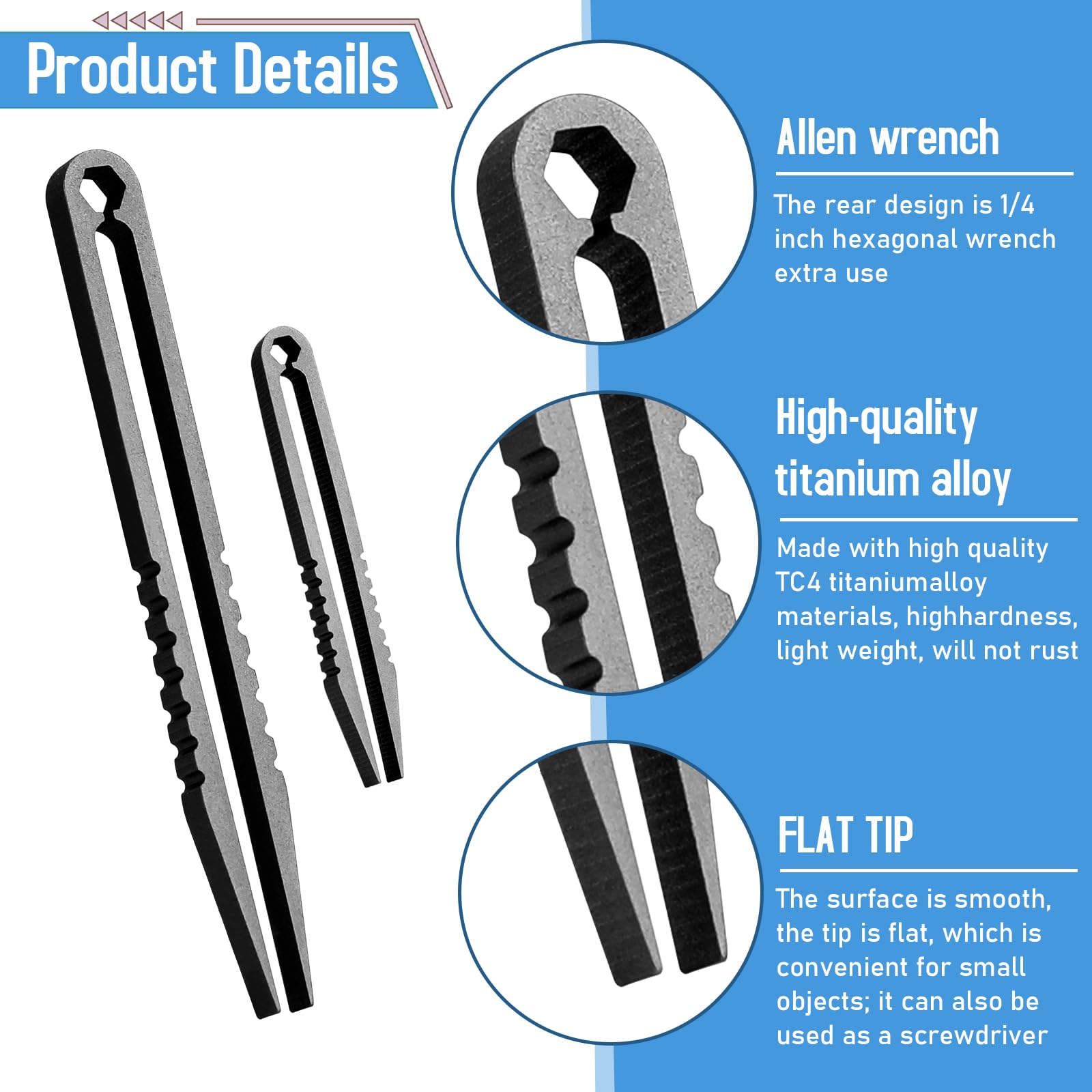 2Pcs Mini Titanium Tweezers, Portable Titanium Tweezers, Travel Edc Tweezers Alloy Tweezers Pick Up Tweezers, Portable Small Twe