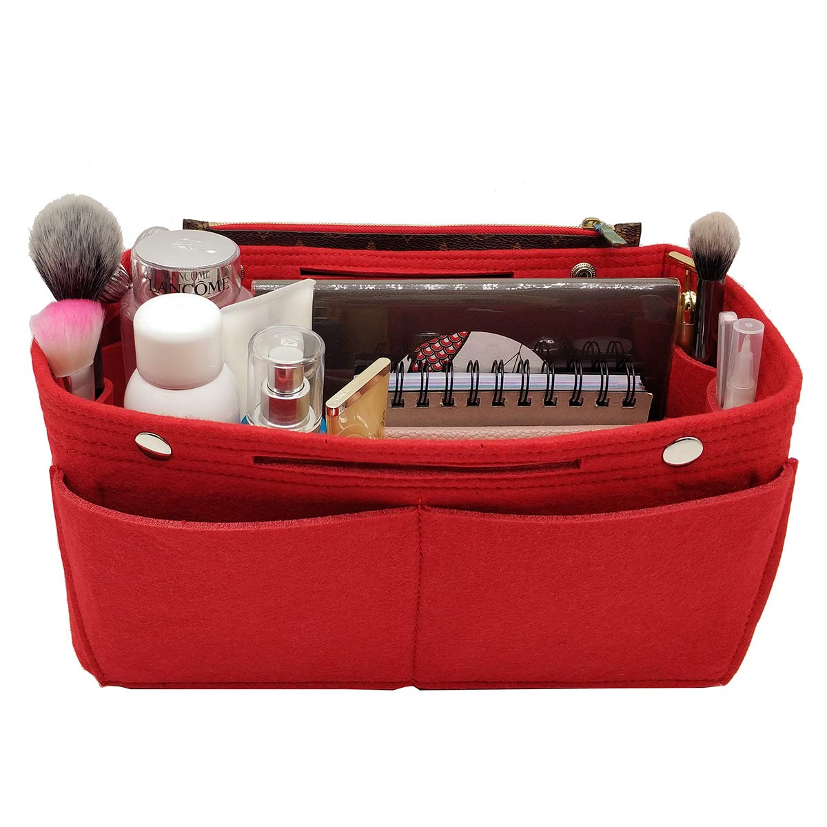 LEXSION Felt Purse Organizer Insert Multi Pocket Bag in Bag Organizer For Tote & Handbag Shaper 8008 Red XL
