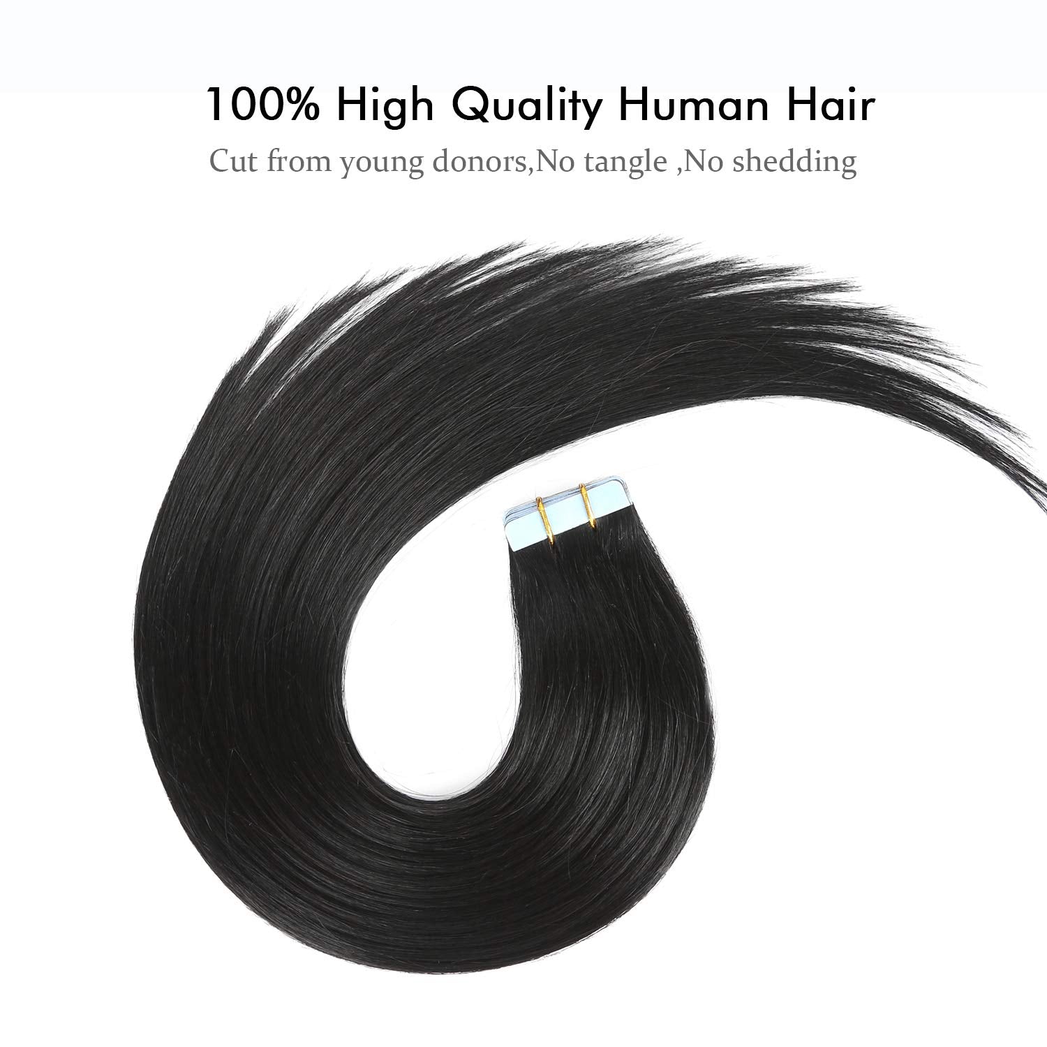 Suyya Tape In Hair Extensions 100% Remy Human Hair 16 Inches 20Pcs 40G/Pack Straight Seamless Skin Weft Tape Hair Extensions(16