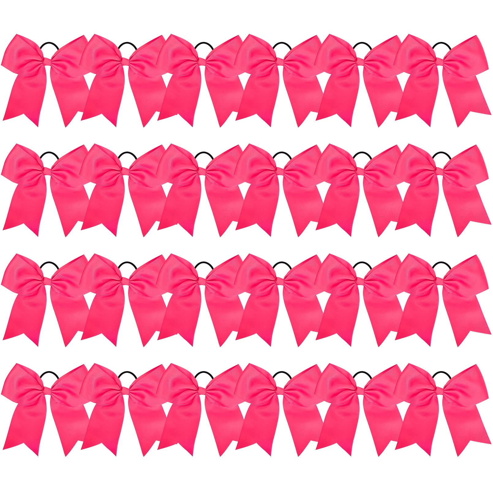 24 Pcs 8'' Large Cheer Bows Pink Girl Hair Bows Cheerleading Softball Team Bow Hair Accessories For Cheerleaders Football Compet