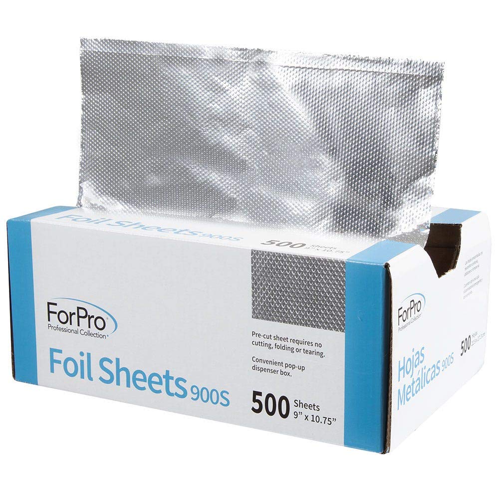ForPro Embossed Foil Sheets 900S, Aluminum Foil, Pop-Up Dispenser, for Hair Color Application and Highlighting, Food Safe, 9