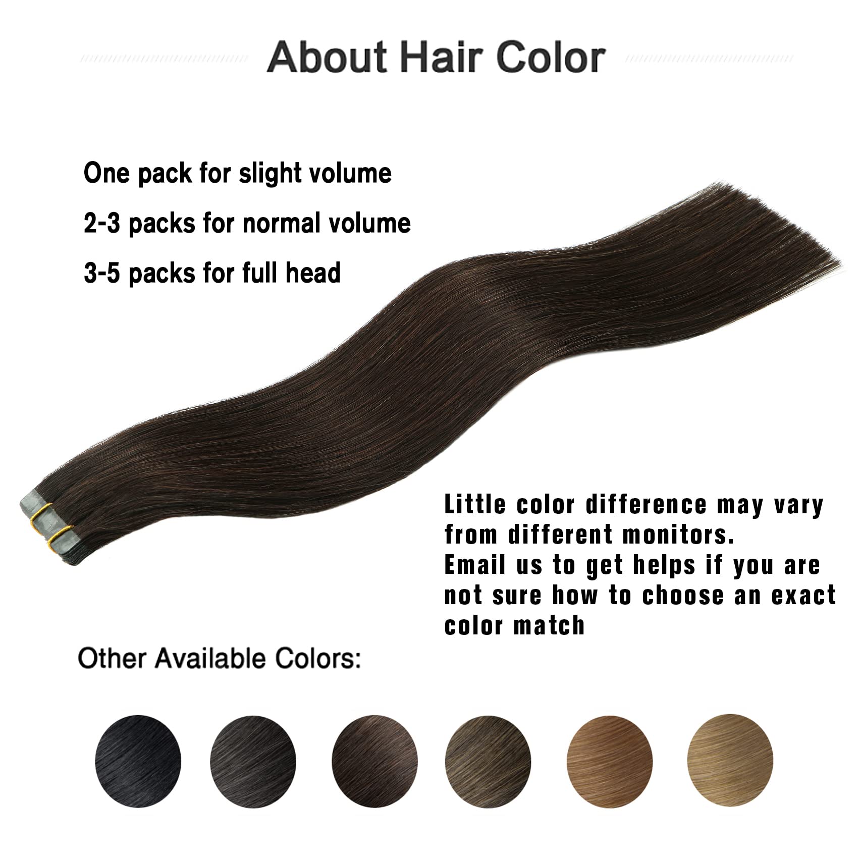 Dark Brown Tape In Hair Extensions Human Hair 100% Remy Human Hair Extensions Silky Straight For Fashion Women 20 Pcs/Package(14