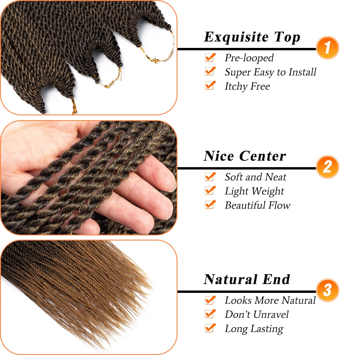 Nayoo Long Crochet Hair Senegalese Twist, 34 Inch 8 Packs Small Crochet Hair For Black Women, 35 Strands/Pack Crochet Braids Hai