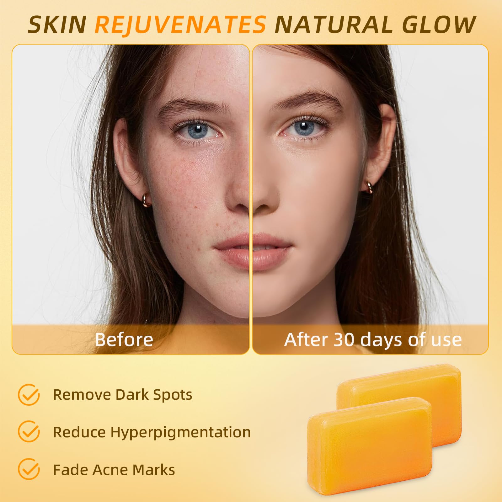 Senzilo Kojic Acid Soap, Turmeric Soap for Dark Spots with Collagen, Vitamin E, Retinol, Hyaluronic Acid, Shea Butter, Tumeric S