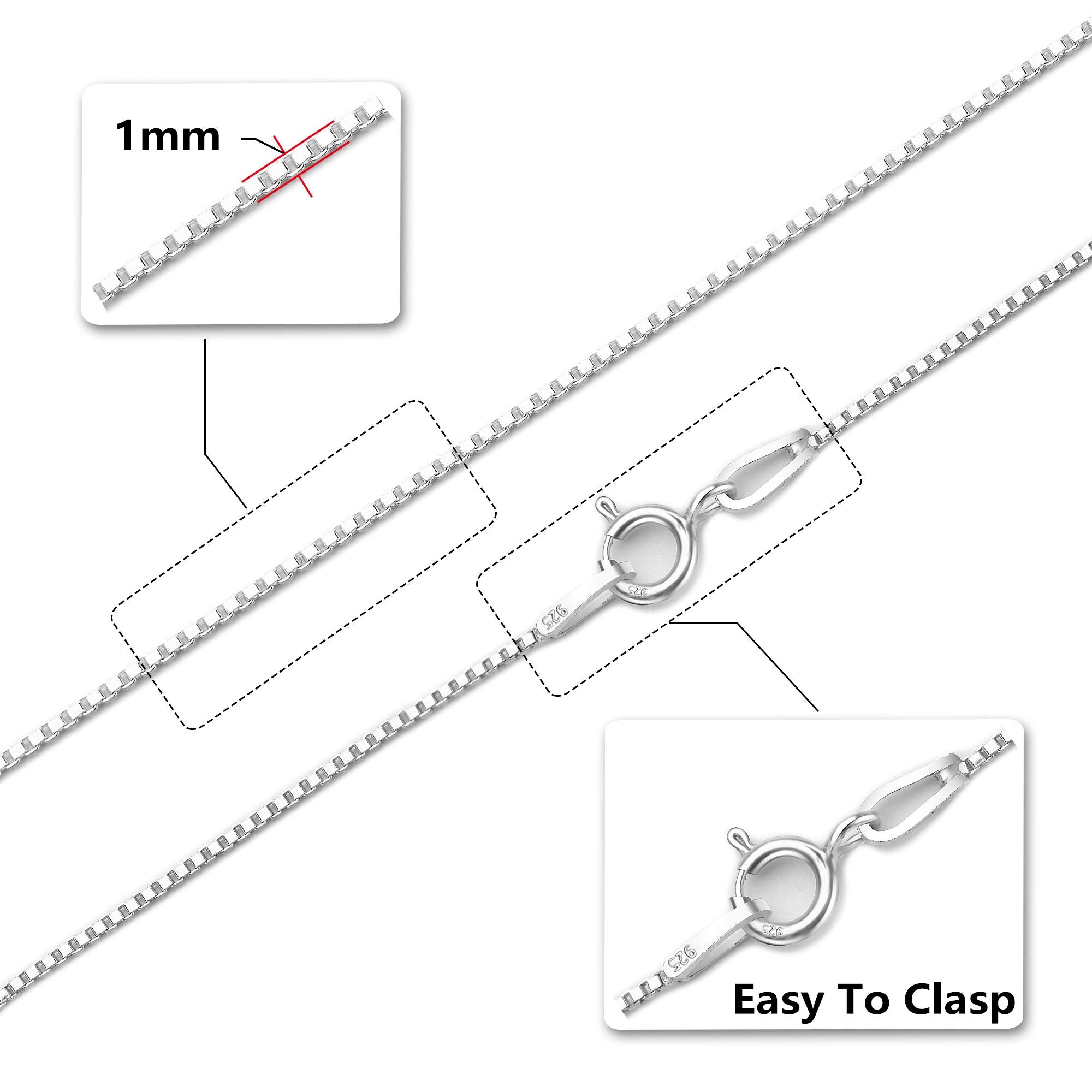 ASHINE Silver Chain Necklace for Women Sterling Silver Chain Chain Necklace Silver Necklace Chain (1mm Box Chain Spring Ring Cla