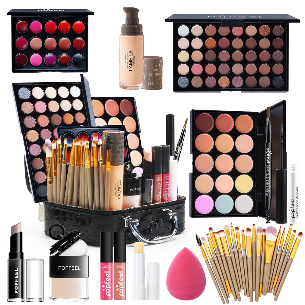 Makeup Kit For Wonmen Full Kit Eyeshadow Eyeliner lipgloss, Lipstick Makeup brushes Mascara Eyebrow pencil Concealer Face Powder