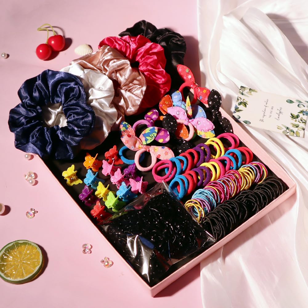 Yanrong Hair Accessories Set - Includes 1180 Pcs Nylon Hair Ties, Disposable Rubber Bands, Hair Bands, And Hair Clips In Deep Co