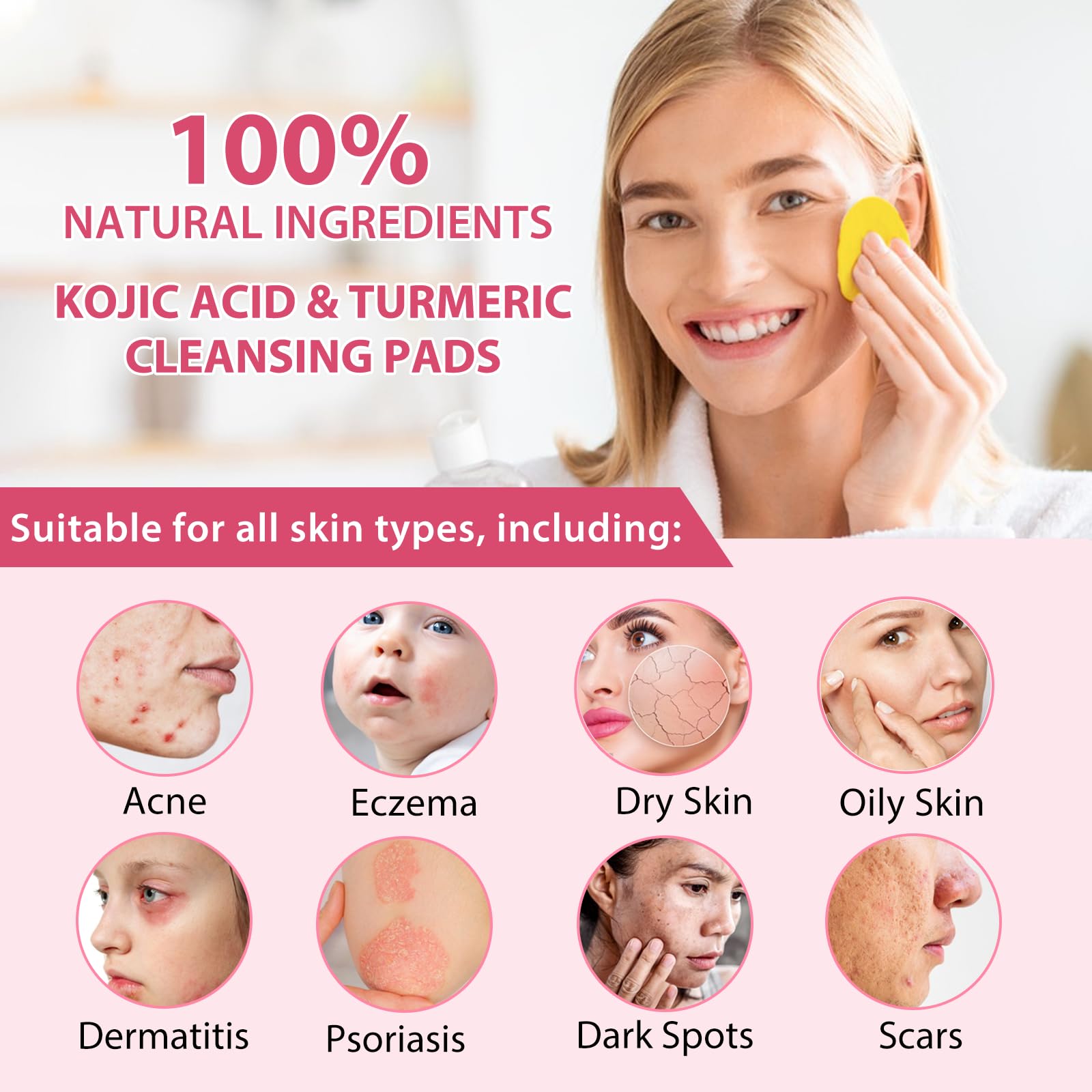 Generic Turmeric Kojic Acid Cleansing Pads,Turmeric Cleansing Pads Helps Balance Skin Oil And Water,Turmeric Cleansing Pads For