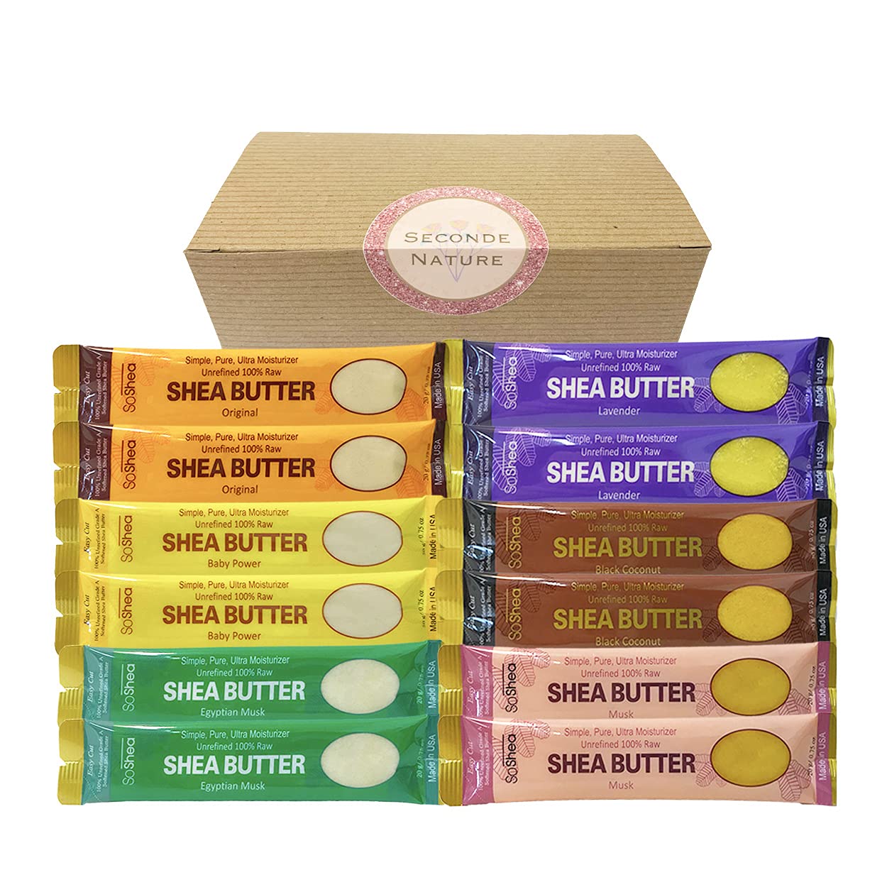 Soshea Whipped African Shea Butter Sampler For All Hair Textures & Skin Types Unrefined Grade A 100% Raw Original, Musk, Lavende