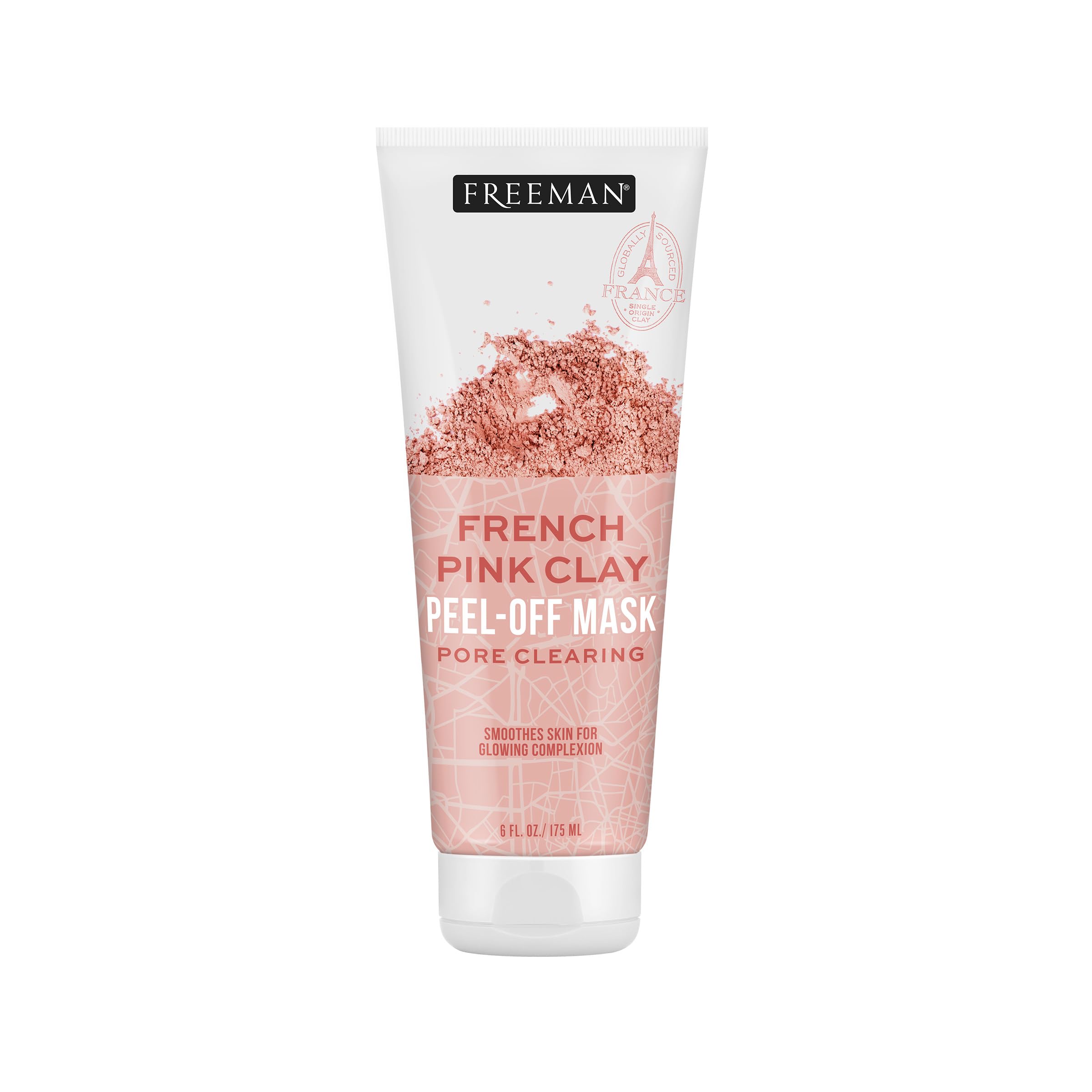 Freeman Exotic Blends French Pink Clay PeelOff Face Mask, Pore Clearing Facial Mask, Detoxifies & Removes Impurities, Clean Ski