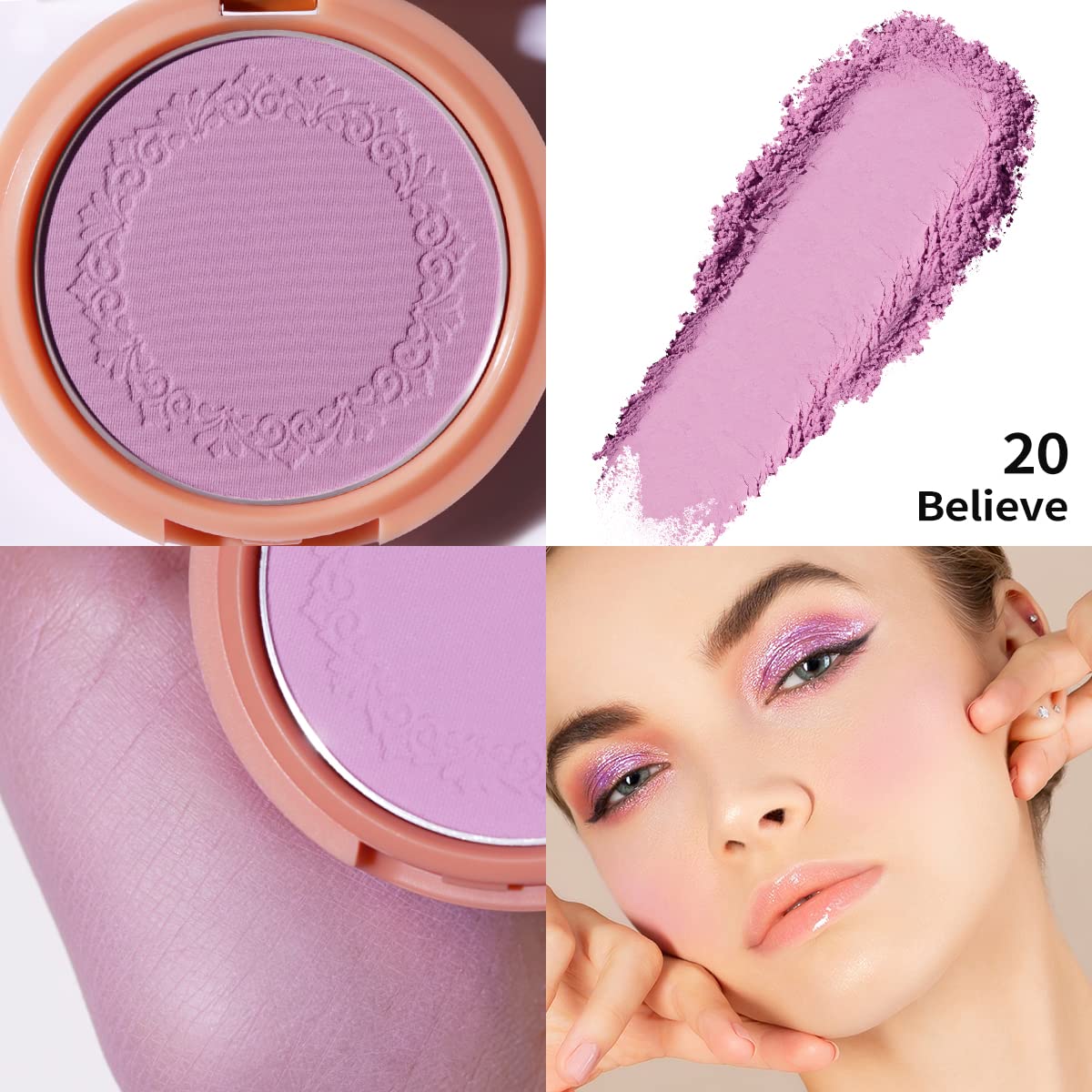 Oulac Purple Blush For Cheeks Blush Makeup| Highly Pigmented Cream Blush| Natural Matte Glow| Shape & Highlight Face| Cruelty-Fr