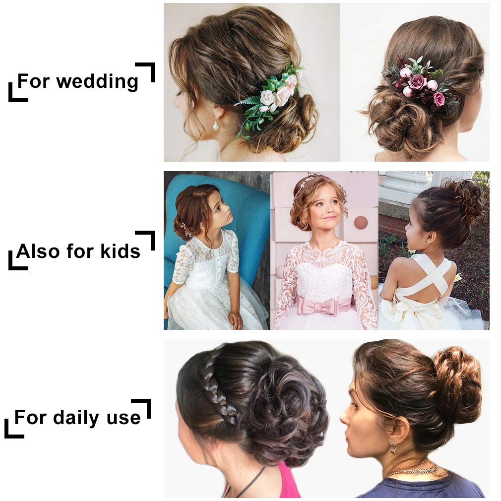 Hoojih Messy Bun Hair Piece, 2Pcs Tousled Updo Hair Extensions Hair Bun Hcb001 Daisy Curly Wavy Ponytail Hairpieces Hair Scrunch