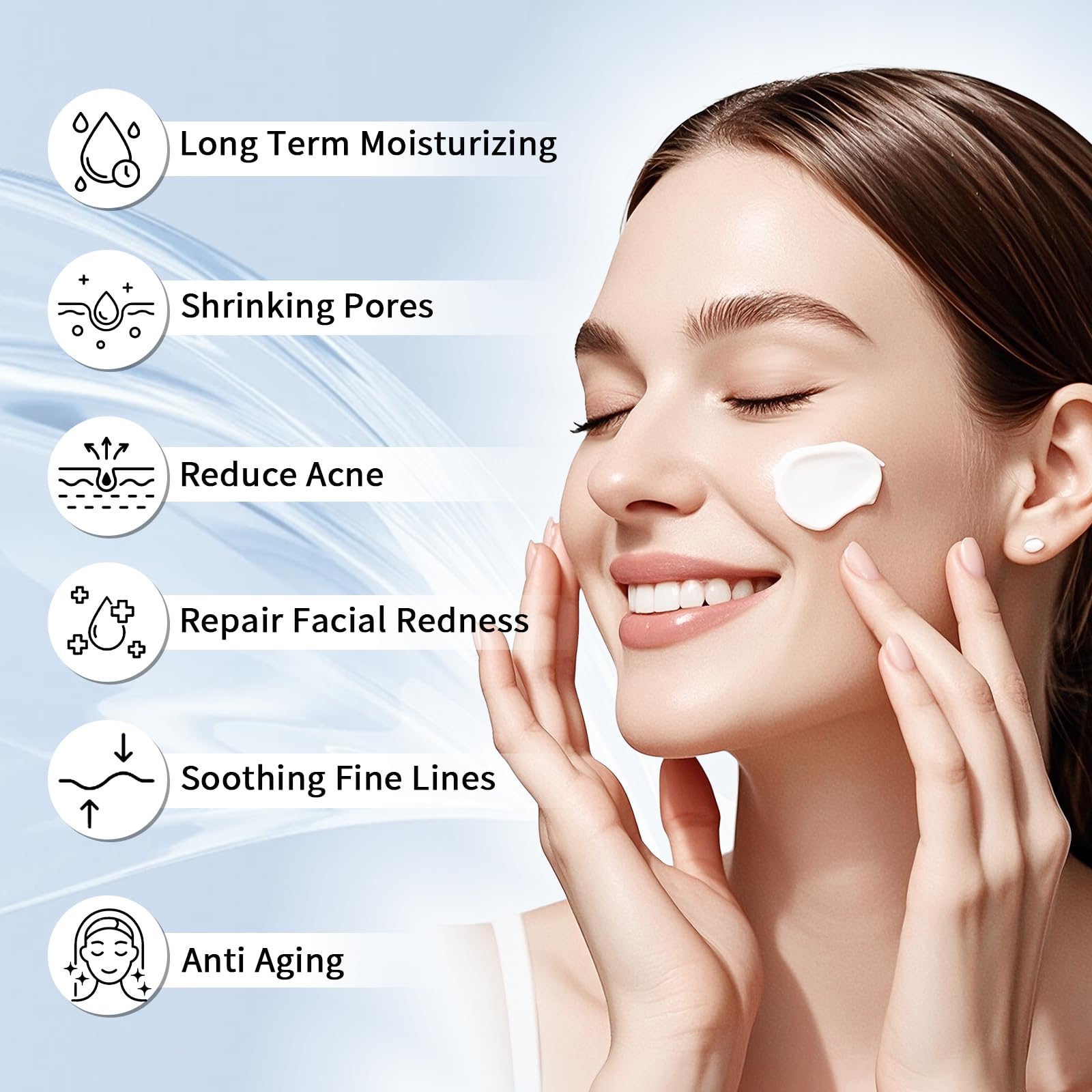 MIZEEYE Hyaluronic Acid Moisturizer For Face, 3.52 oz / 100ML Hyaluronic Acid Cream For Dry & Sensitive Skin, Moisturizing Face