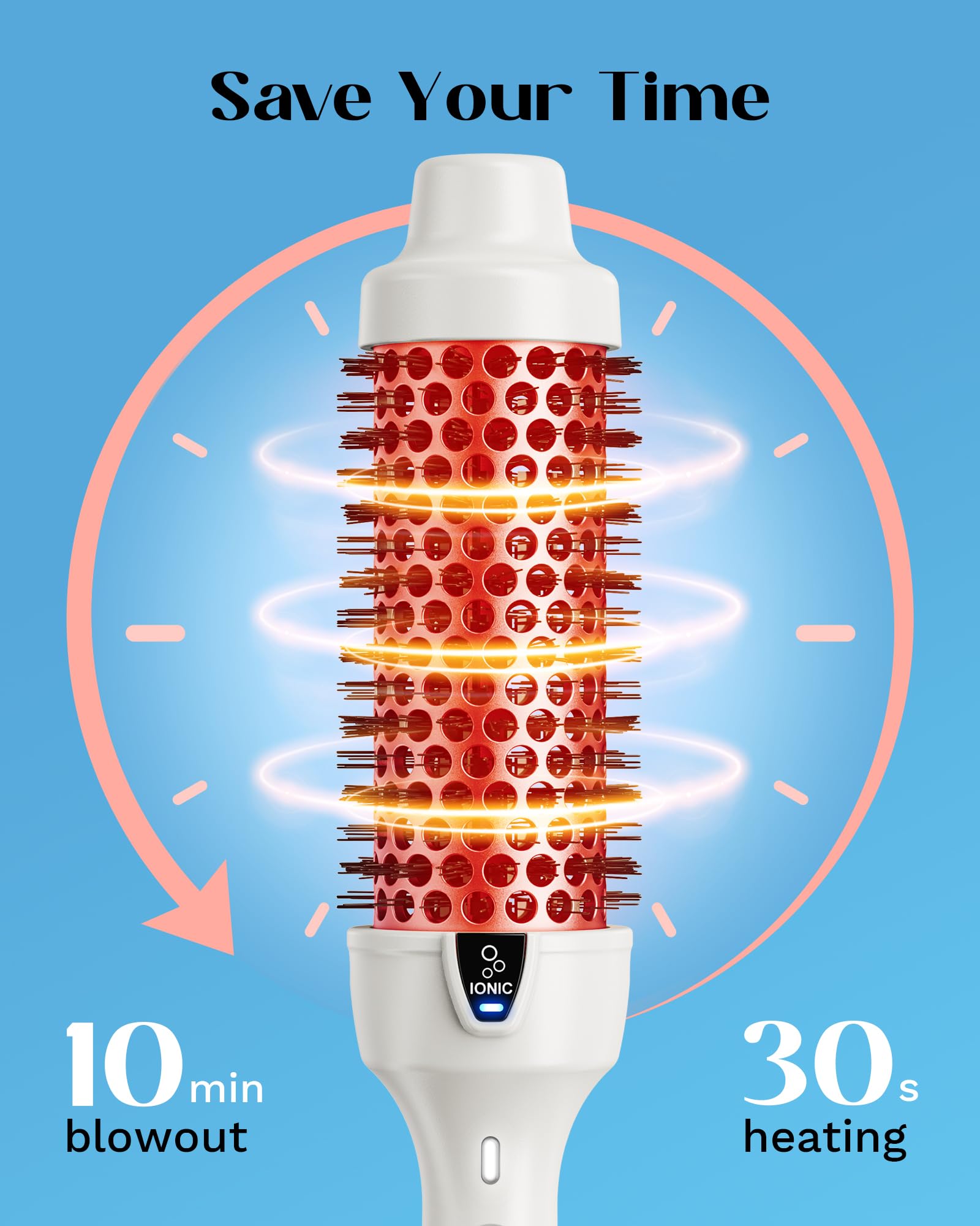 Wavytalk Thermal Brush, 1.5 Inch Ionic Thermal Round Brush Creates Blowout Look In 10 Minutes, Heated Round Brush Makes Hair Shi
