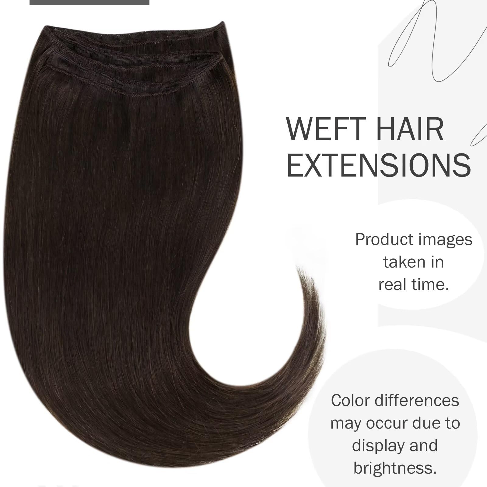 Hetto Brown Sew in Hair Extensions Human Hair Weft 14 Inch 80g #2 Darkest Brown Hand Tied Sew in Human Hair Weft Extensions Braz