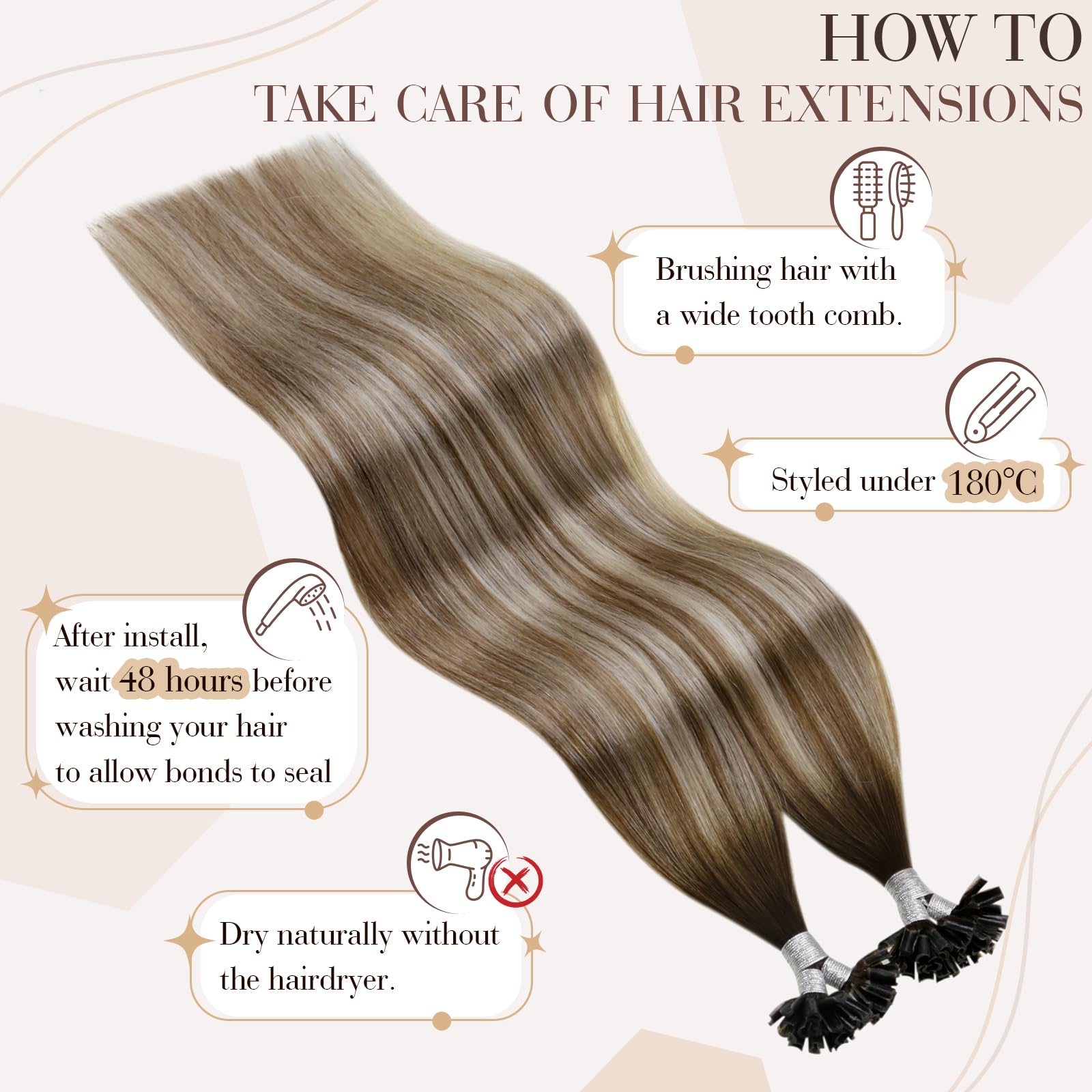 Hetto U Tip Hair Extensions Human Hair Brown Ombre To Blonde K Tip Hair Extensions Real Human Hair Invisible K Tip Hair Extensio