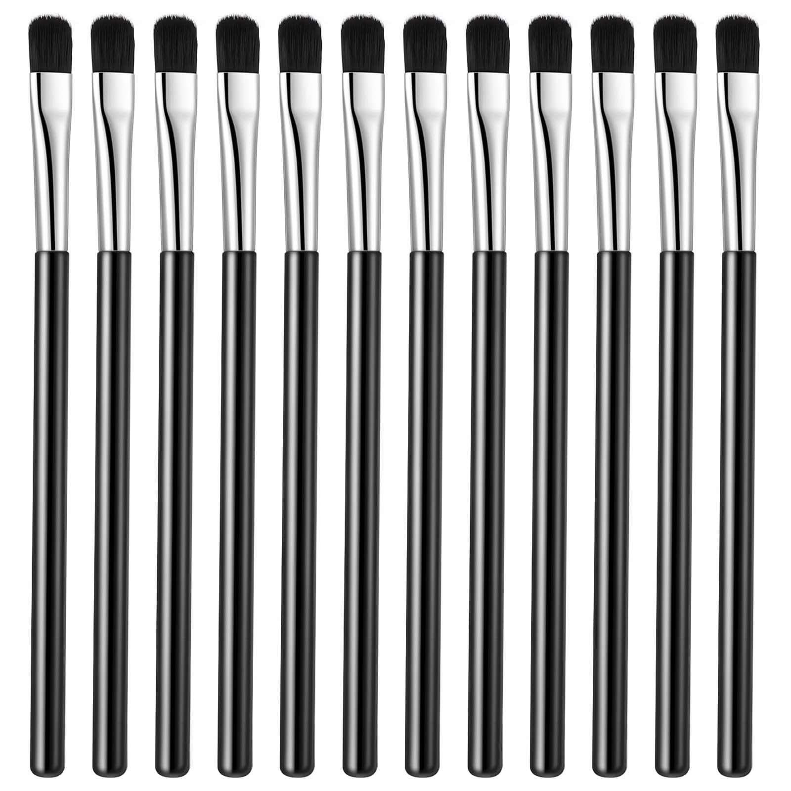 12 Pcs Flat Makeup Brushes Small Concealer Brush Tools Black