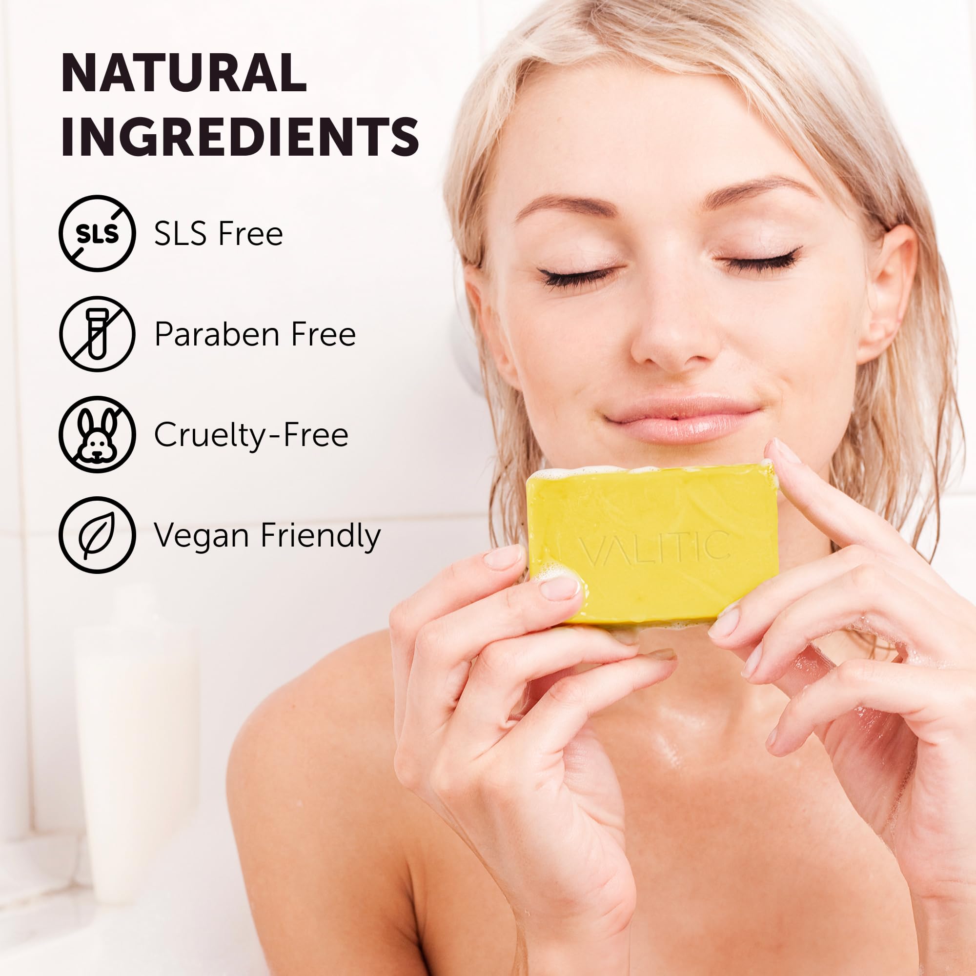 VALITIC Brightening Lemon and Turmeric Kojic Acid Soap - Vitamin C, Retinol - Original Japanese Complex with Hyaluronic Acid, Vi