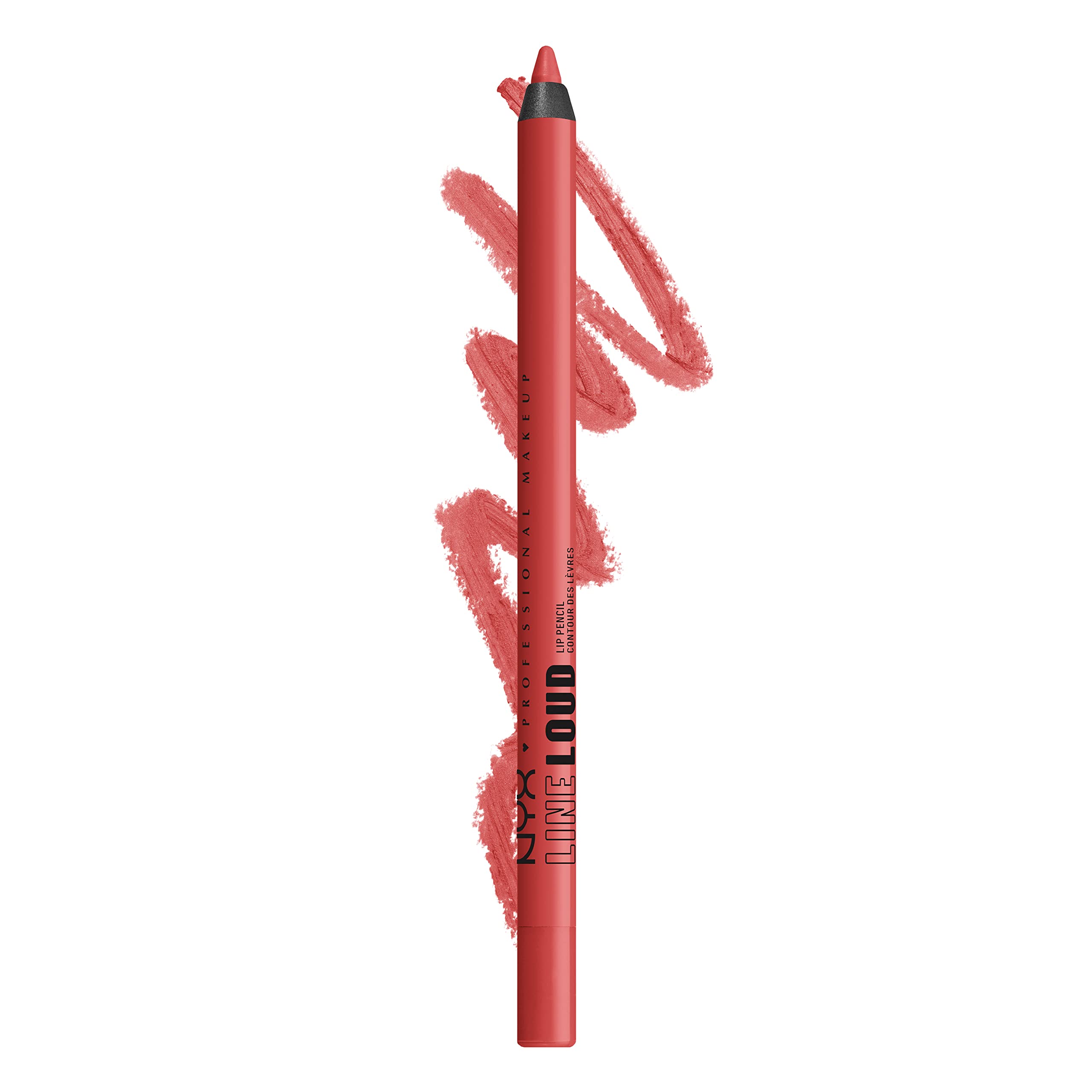 NYX PROFESSIONAL MAKEUP Line Loud Lip Liner, Longwear and Pigmented Lip Pencil with Jojoba Oil  Vitamin E - Rebel Red (Warm Red)