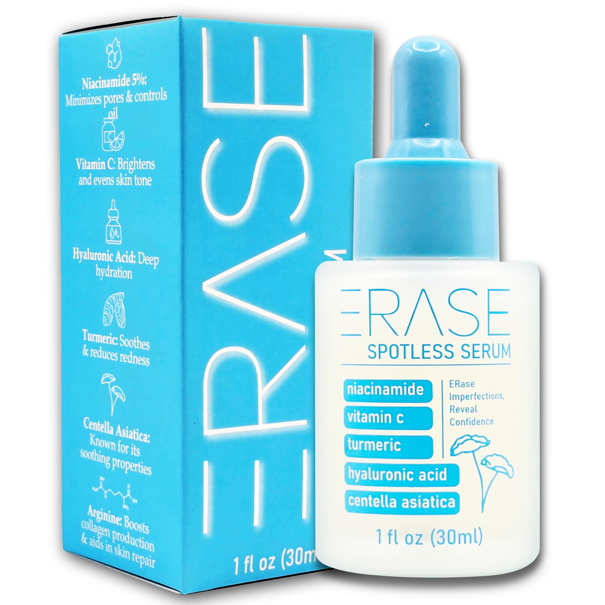 ERase Spotless Serum - Vitamin C Serum for Dark Spots with Niacinamide 5%, Korean Skin Care, Proactive Acne Treatment For Face, 