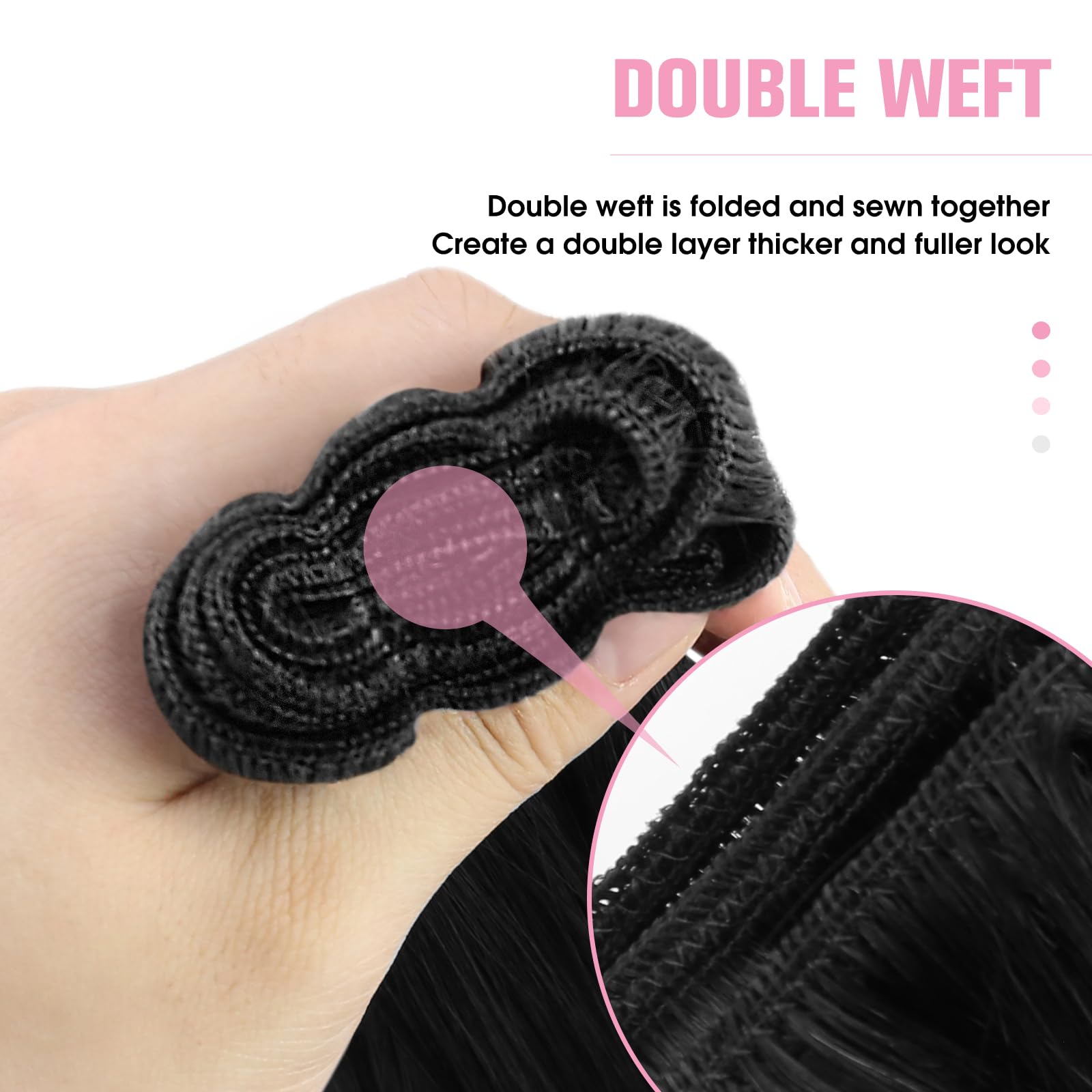 YoungSee Sew in Hair Extension Black Human Hair Weft Extensions Black Sew in Human Hair Extensions Natural Black Sew in Extensio