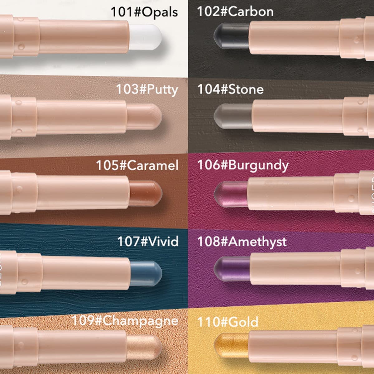 Go Ho Matte Eyeshadow Stick,Eyeshadow Pencil Crayon Brightener Stick, Waterproof Cream Eyeshadow Pen Smooth Easy To Color,104# S