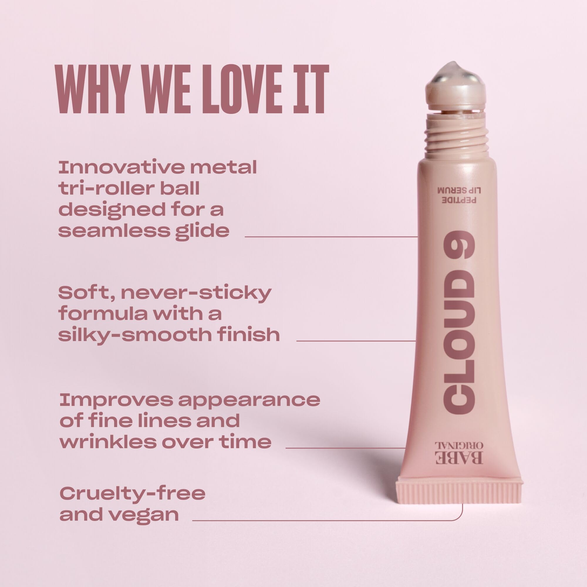 Babe Original Cloud 9 Peptide Lip Serum | Daily Lip Treatment With Cloudberry Oil, Mushroom Extracts, Hyaluronic Acid For Drynes