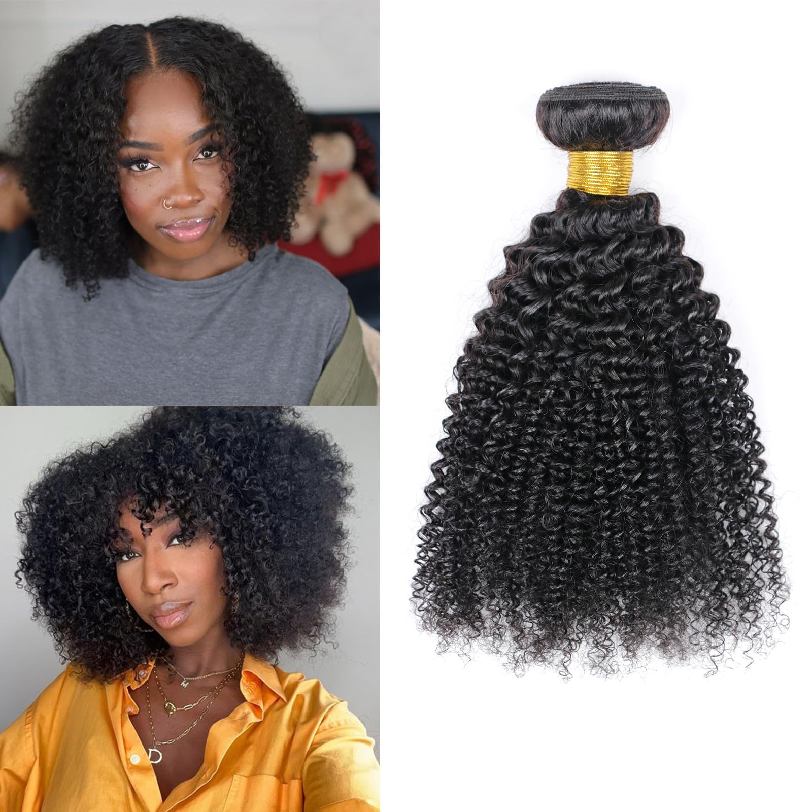 Afro Kinky Curly Human Hair Bundles 10A Hair Bundles 100% Unprocessed Brazilian Virgin Human Hair Curly Weave 8 Inch One Bundle 