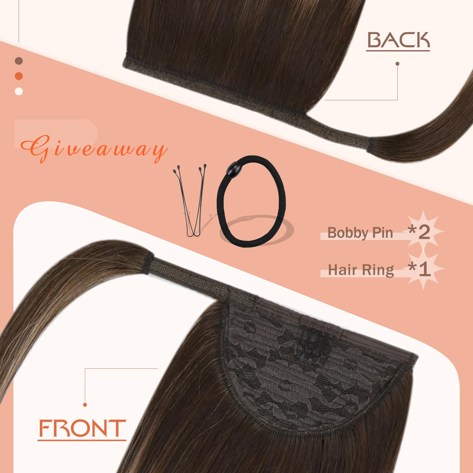 Ve Sunny Human Hair Ponytail Balayage Human Hair Ponytail Dark Brown Ombre Caramel Blonde Clip Ponytail Extension Human Hair Bal