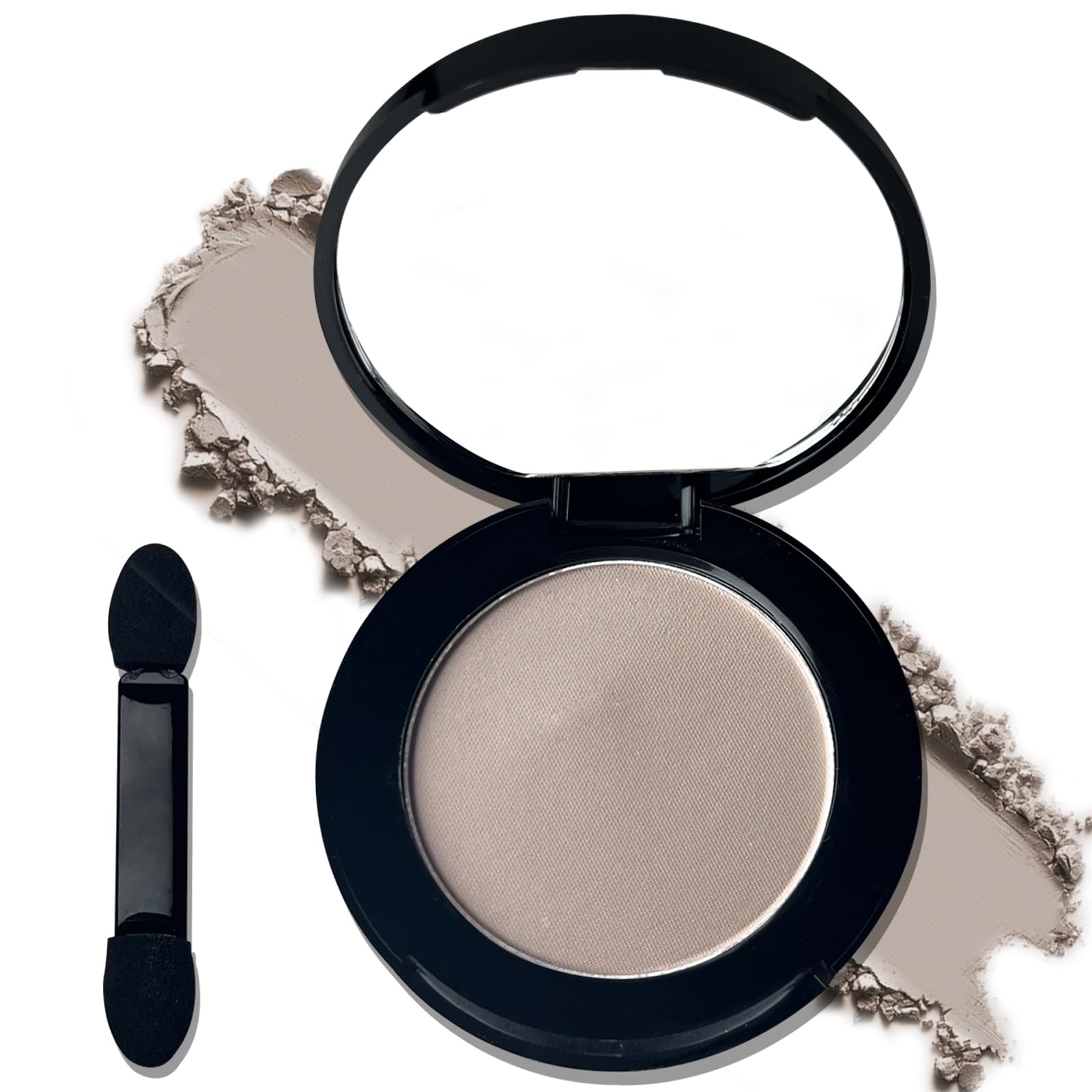 Meicoly Macaron Gray Grey Single Eyeshadow With Mirror,Matte Eye Shadow For Halloween Makeup,Pressed Powder Eyeshadow,Matte Shad