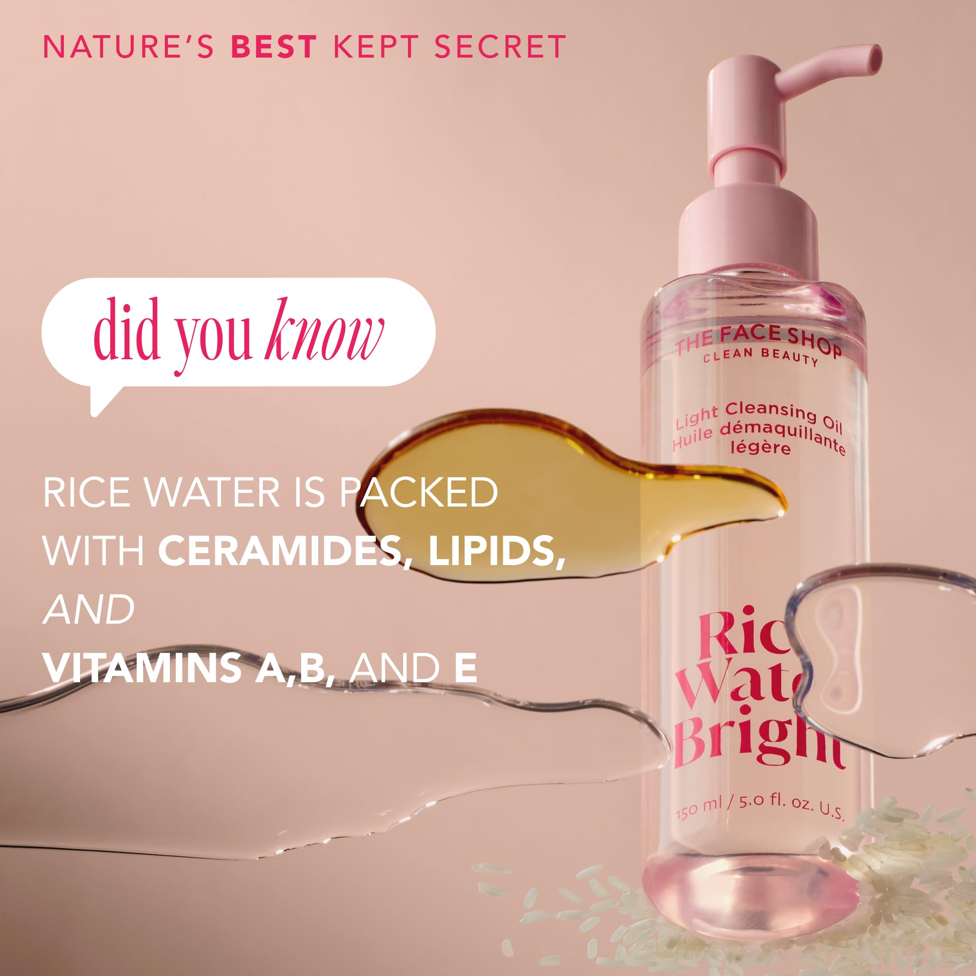 The Face Shop Rice Water Bright Face Wash, Facial Cleanser For Sensitive, Normal & Oily Skin, Gentle Hydrating Daily Face Cleans