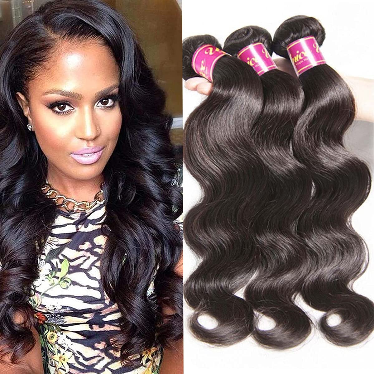 UNice Hair Icenu Series Hair Brazilian Virgin Human Hair Body Wave 3 Bundles 100% Real Unprocessed human Virgin Hair Extensions