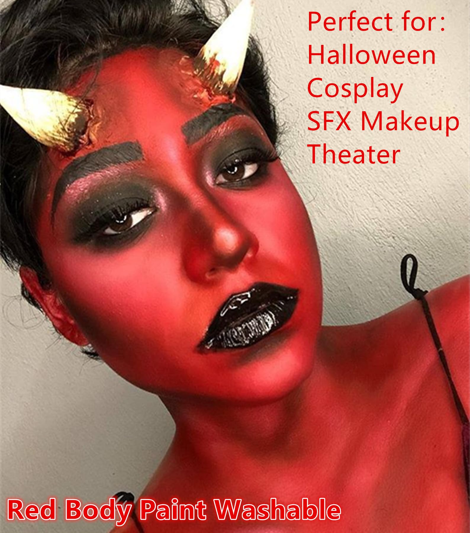 Go Ho Red Body Paint Washable(2.37 Oz),Water Based Cream Red Face Paint,Devil / Clown Nose Red Face Body Paint For Halloween Sfx