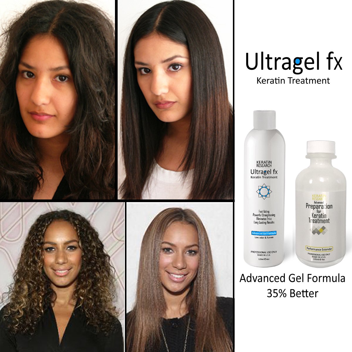 UltraGel FX Complex Brazilian Keratin Blowout Hair Treatment 120ml with Advanced Preparation All Hair Types including Coarse Cur