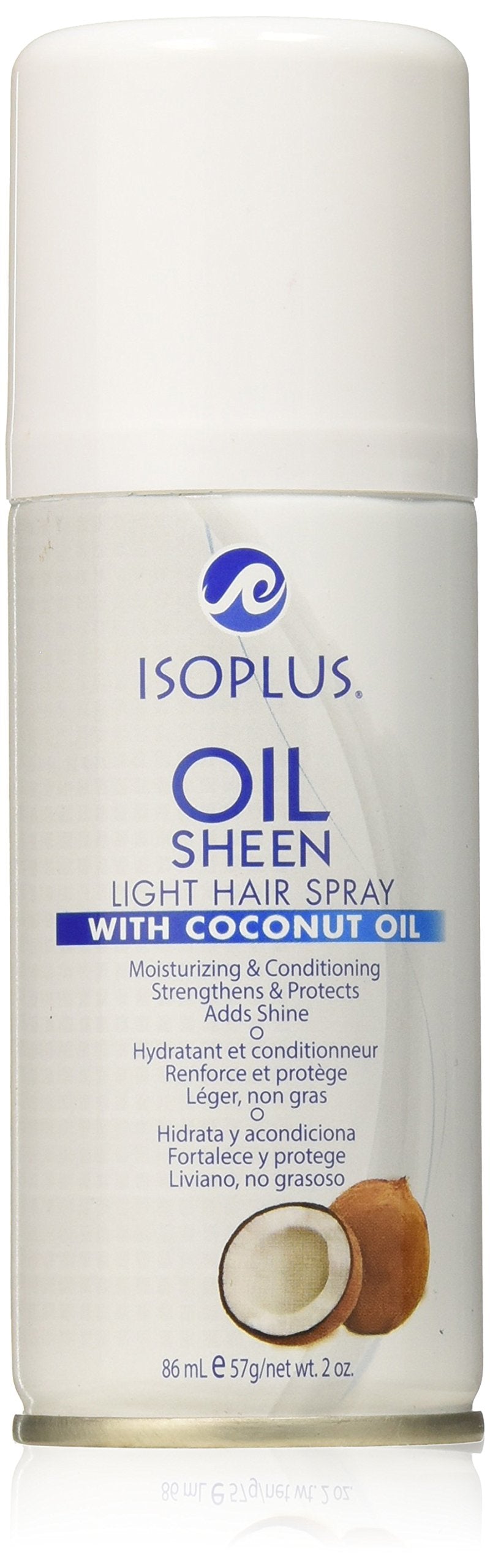 Isoplus Oil Sheen Light Hair Spray With Coconut Oil 2 Oz